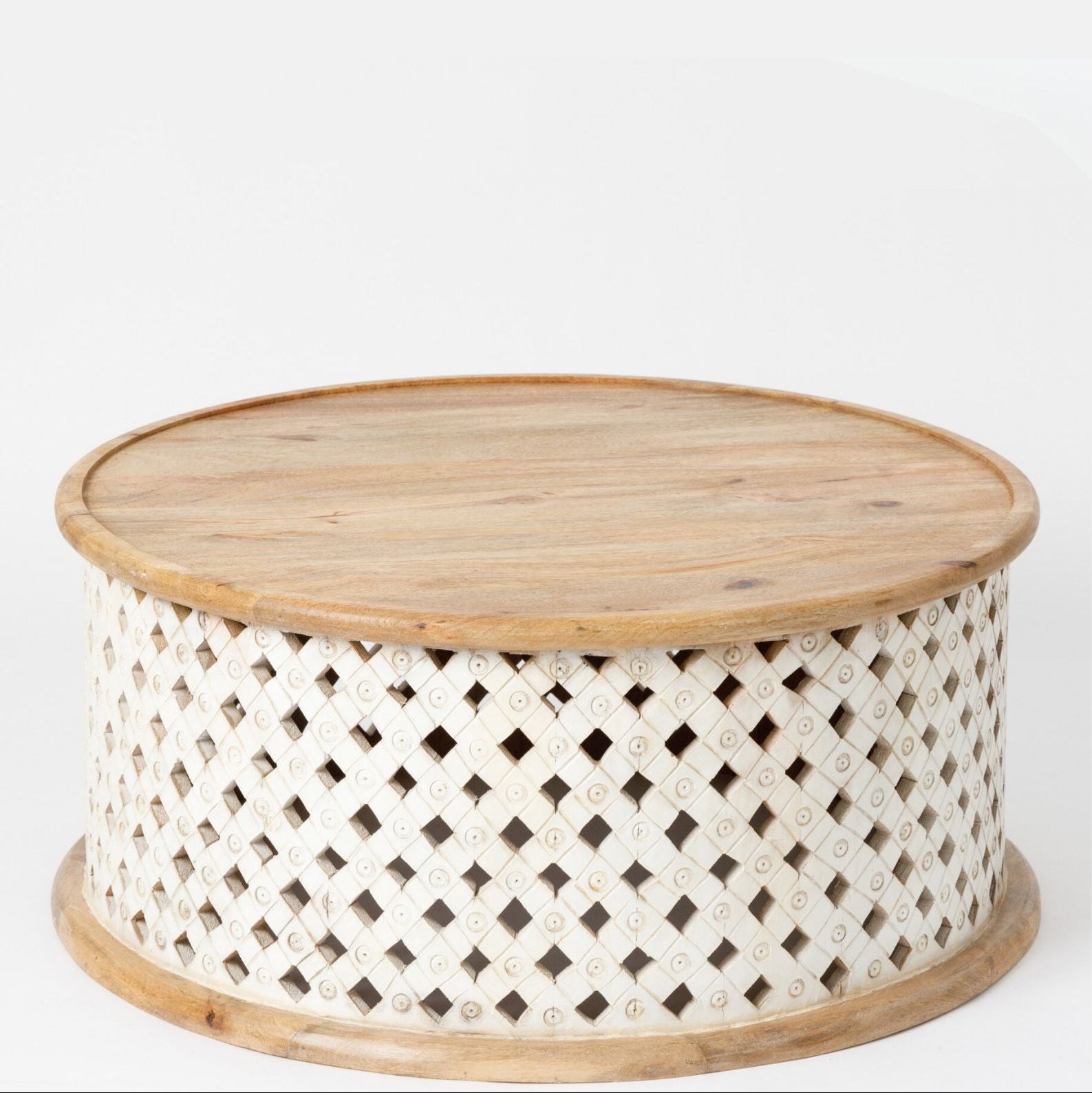 Masuta Rotunda de Cafea din Lemn