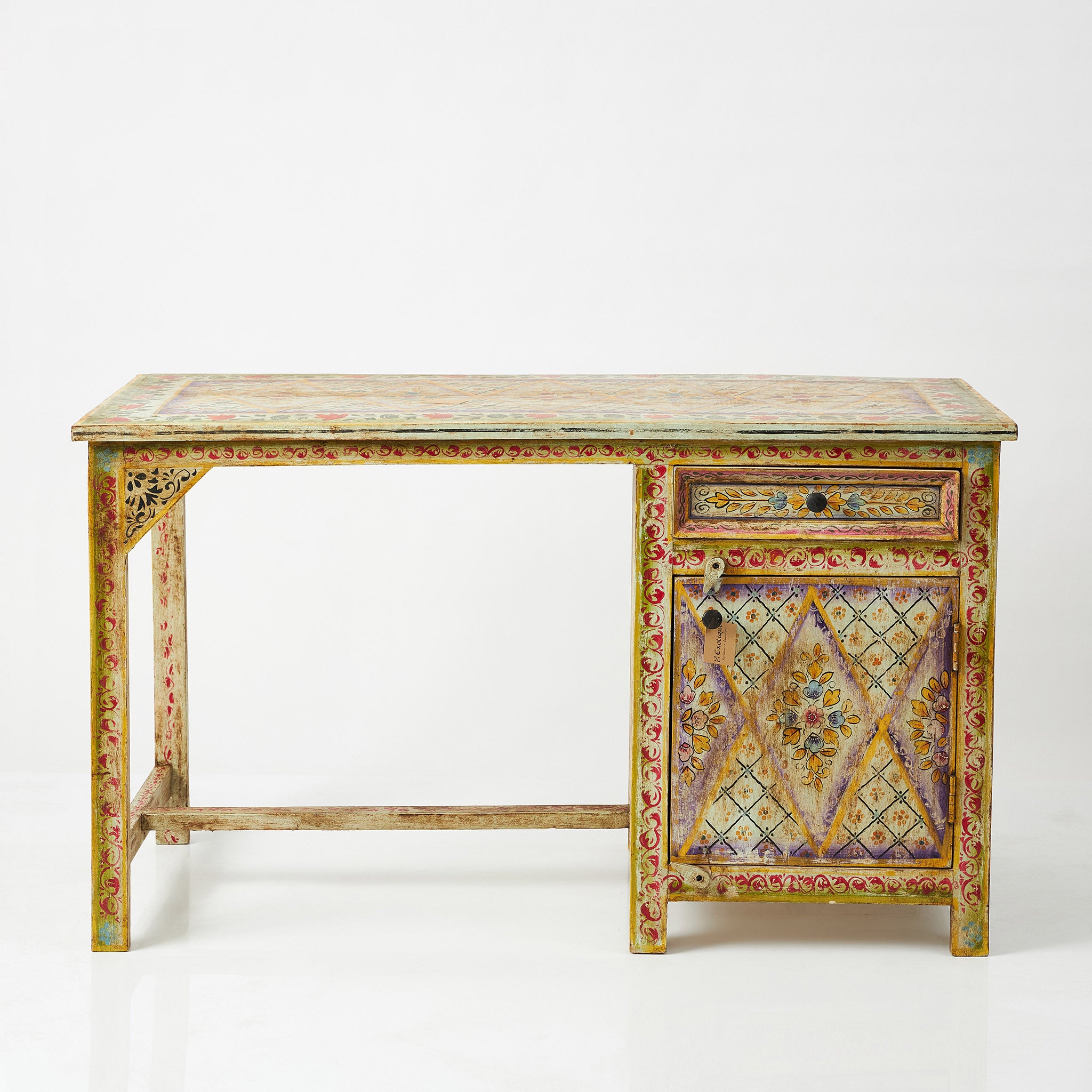 Birou Pictat din Lemn de Mango