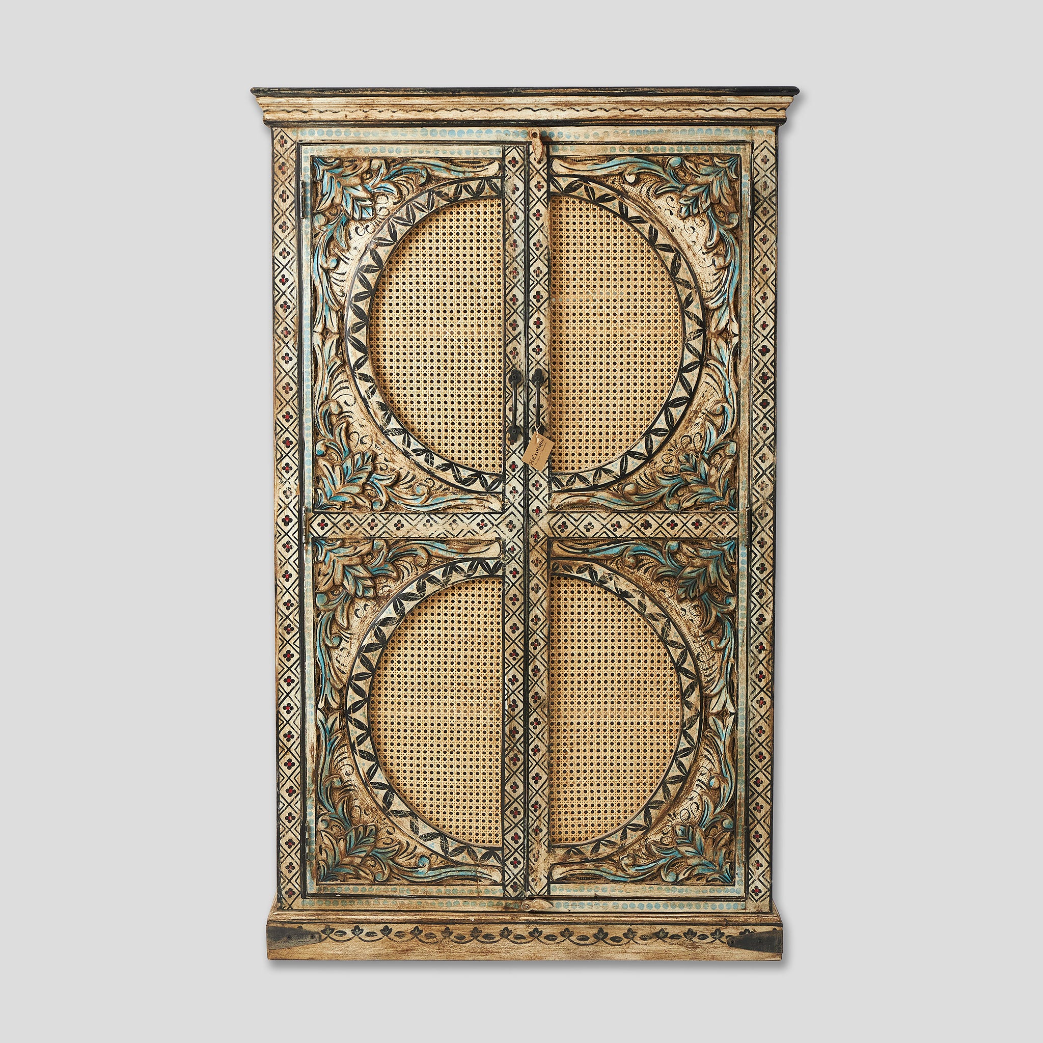 Dulap din Lemn cu Ratan si Sticla