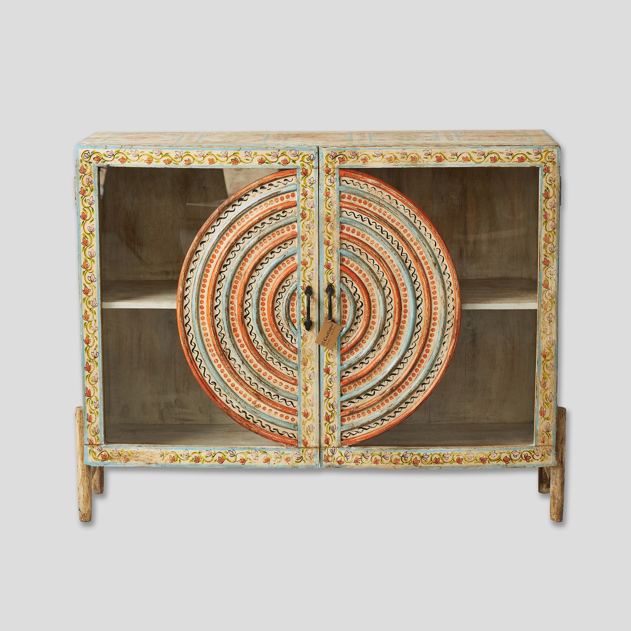 Comoda din Lemn Pictat cu Vitrina