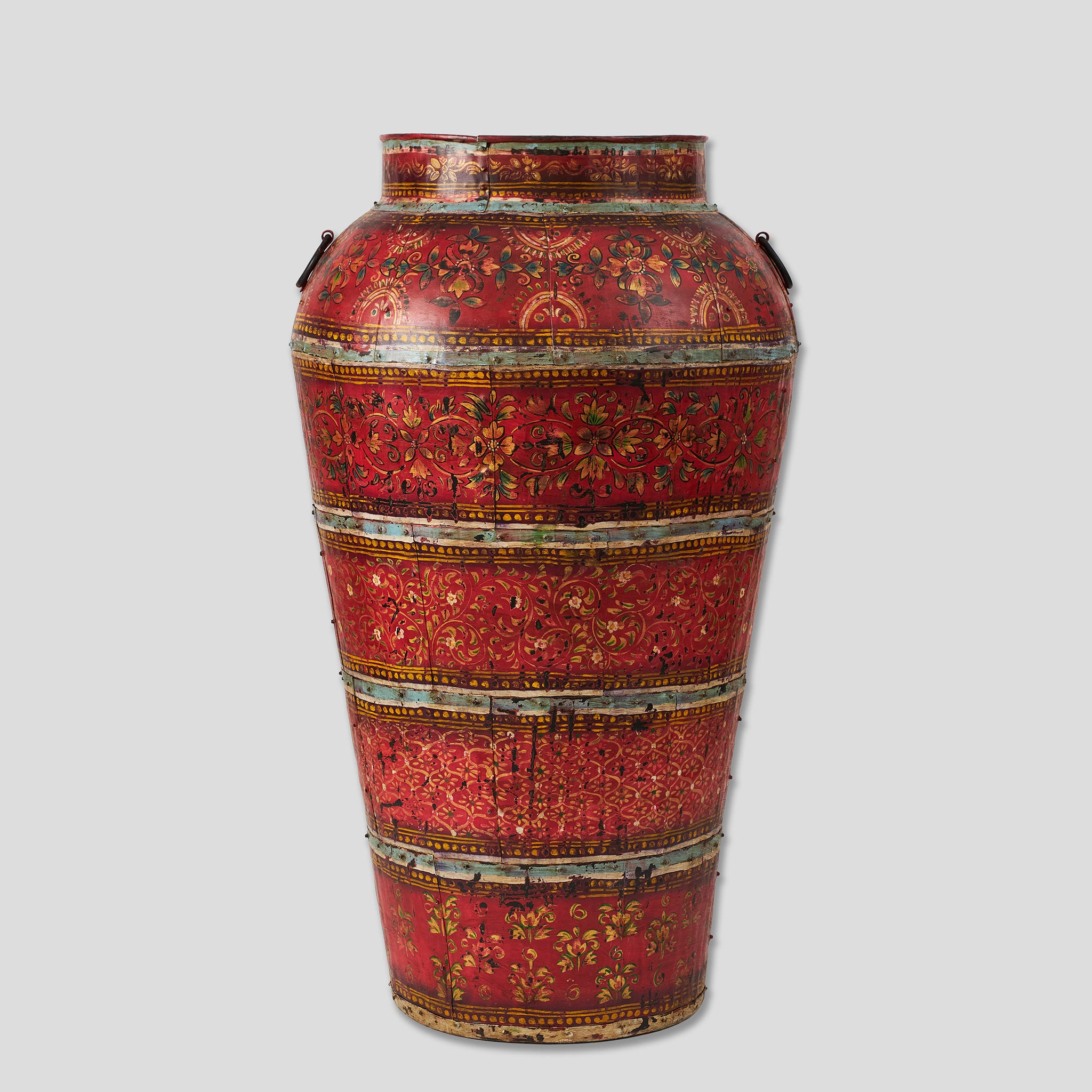 Vas Metalic Pictat cu Flora Indiana