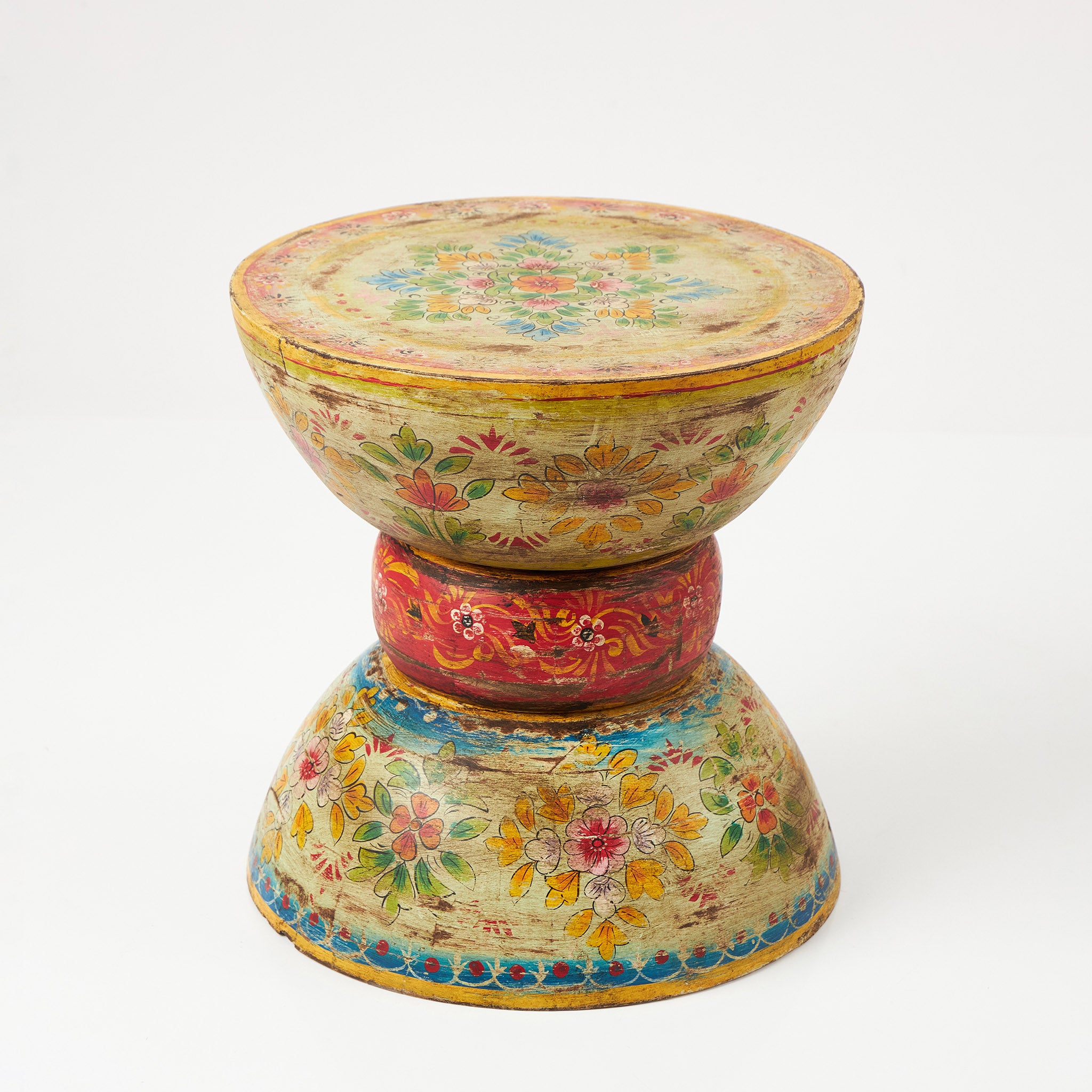 Taburet Pictat din Lemn de Mango