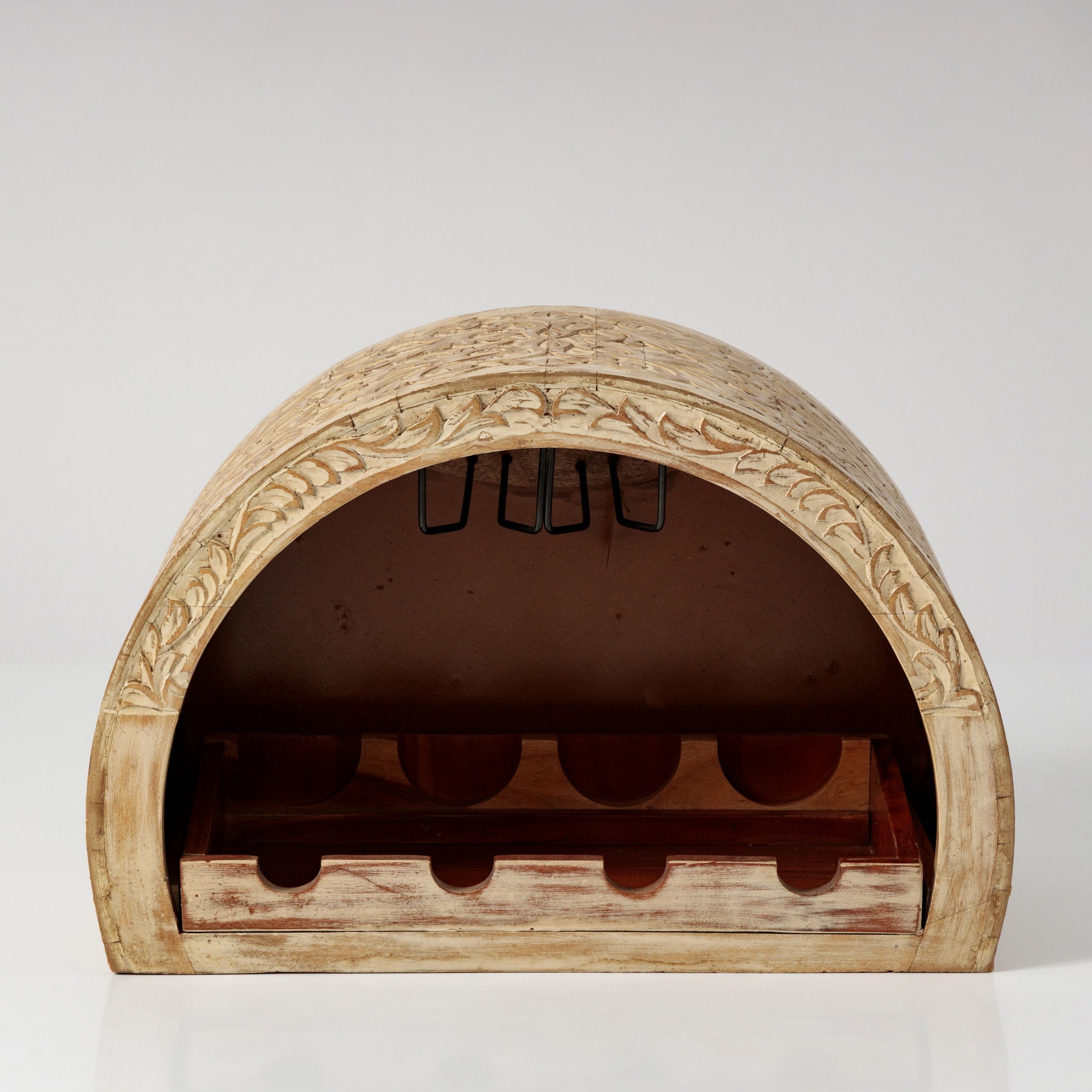 Suport din Lemn pentru Sticle și Pahare