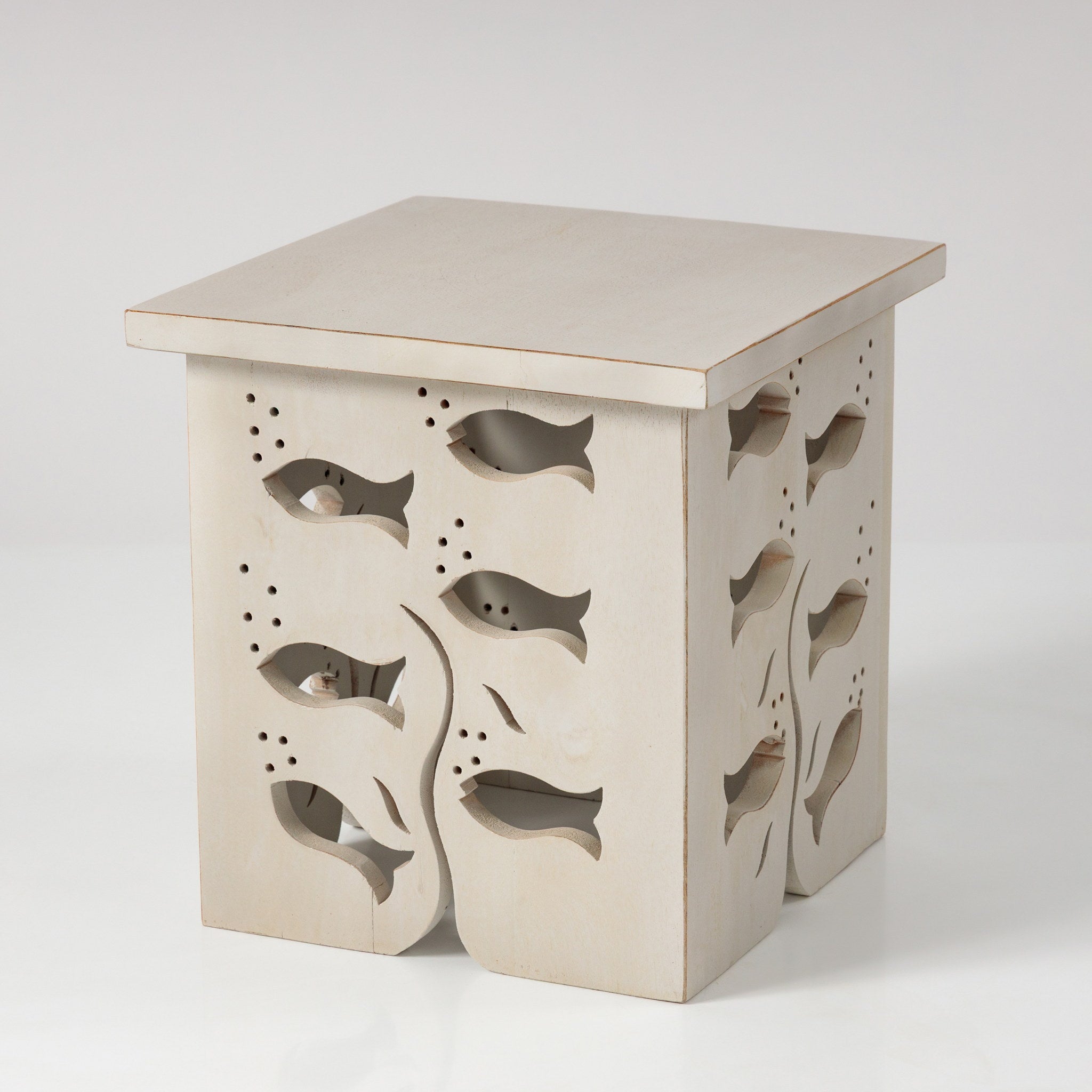 Scaun Cubic din Lemn de Mango