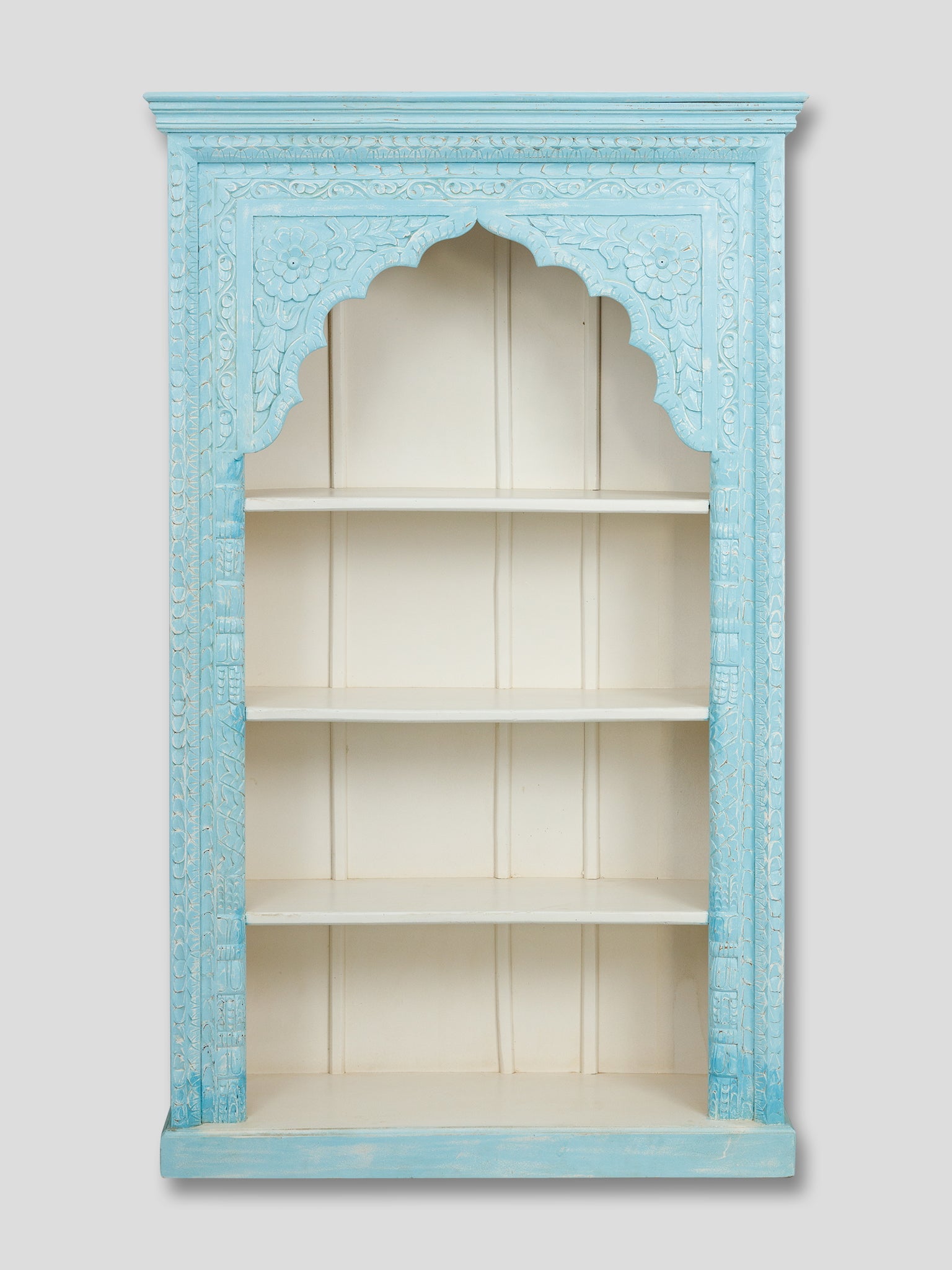 Raft din Lemn Sculptat Alb - Albastru