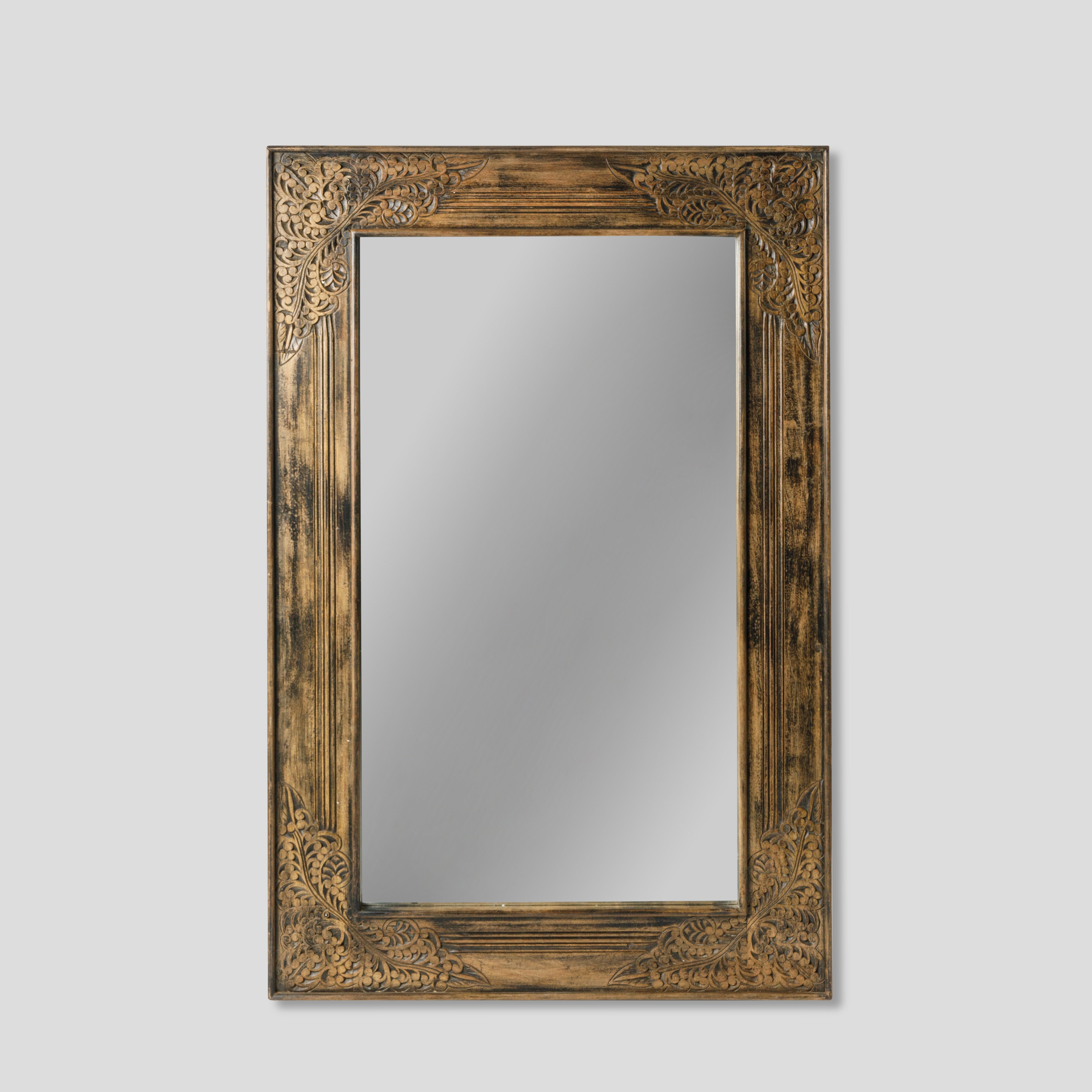 NEW Oglindă dreptunghiulară din lemn sculptat