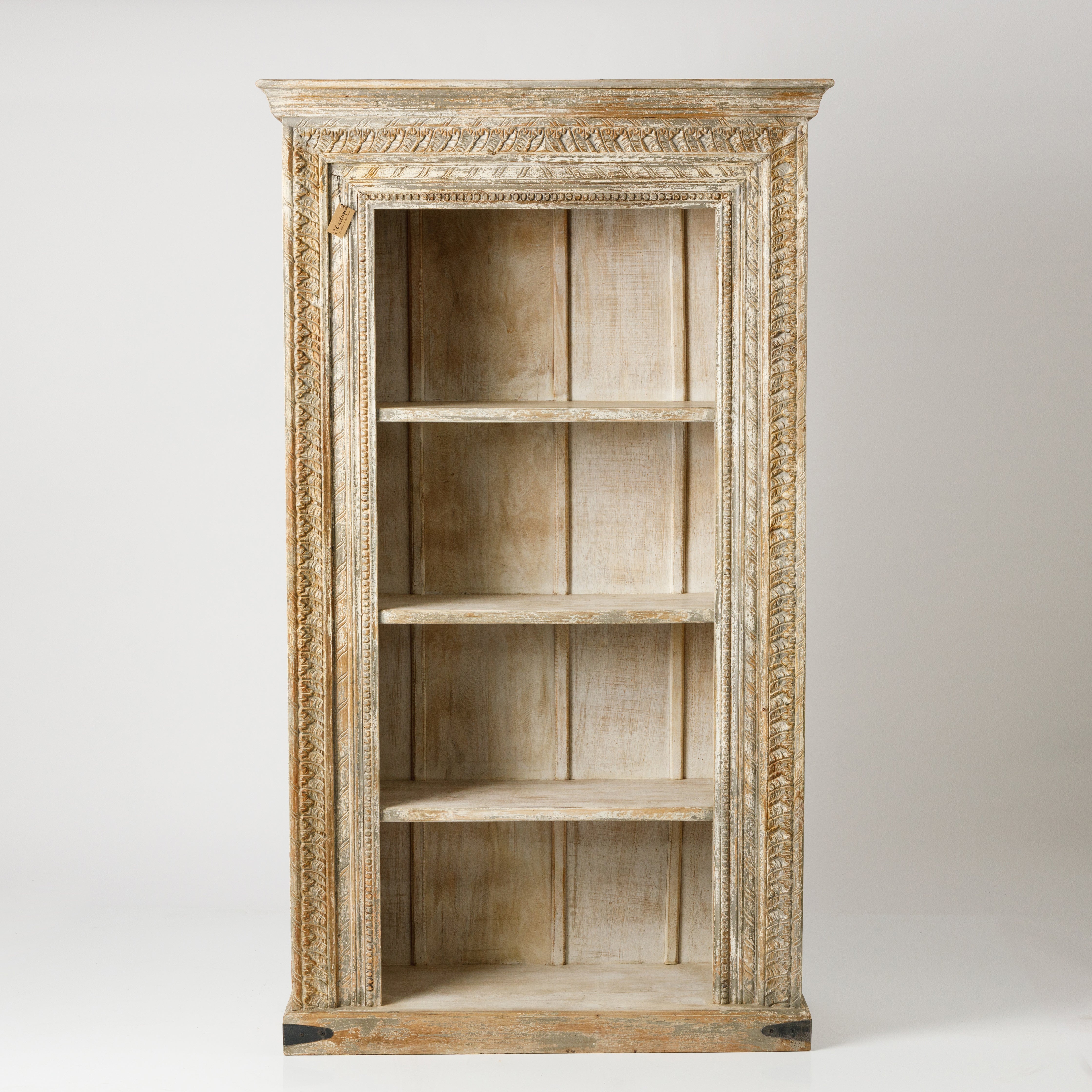 Biblioteca din Lemn de Mango Sculptat