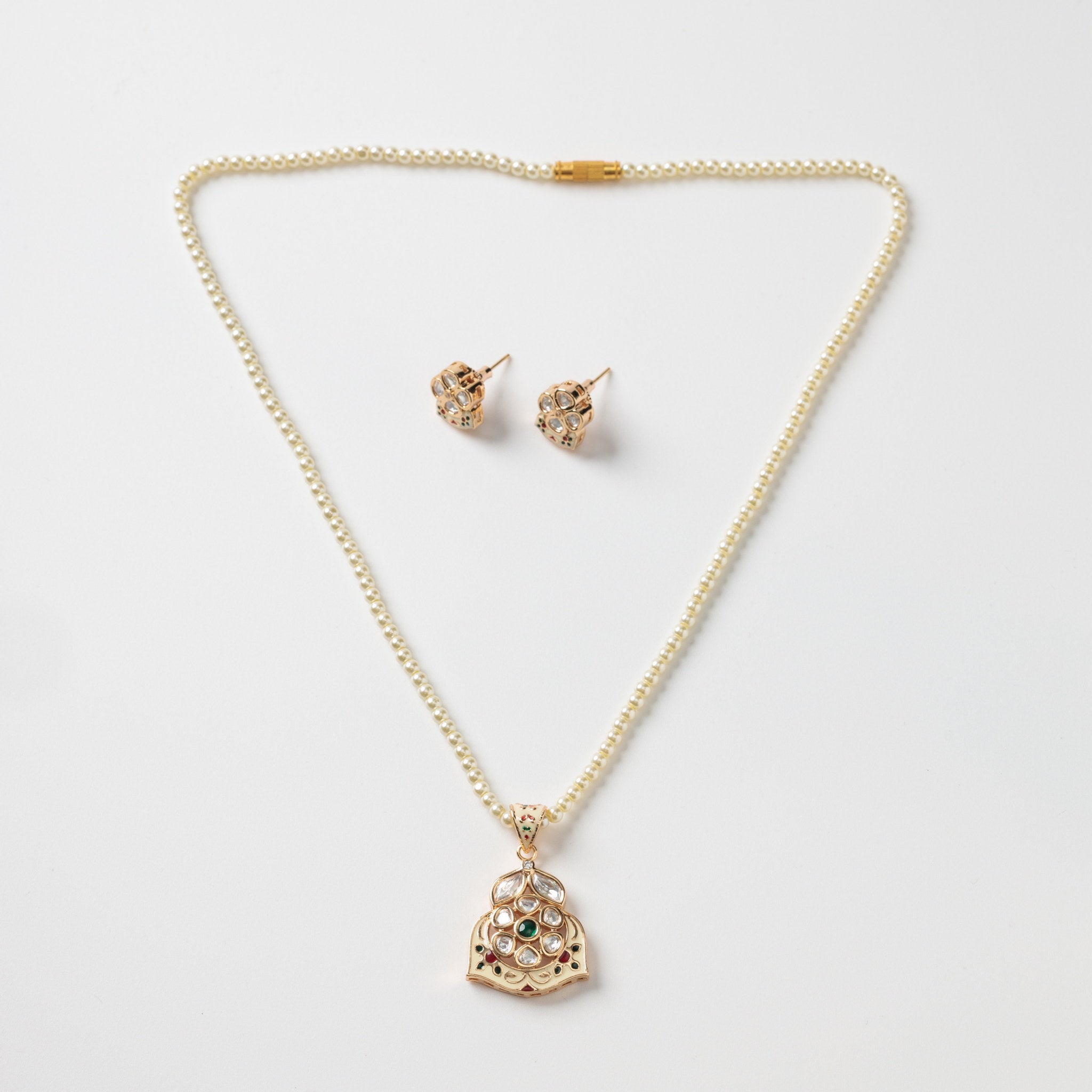 Set cercei si colier cu email si zirconiu