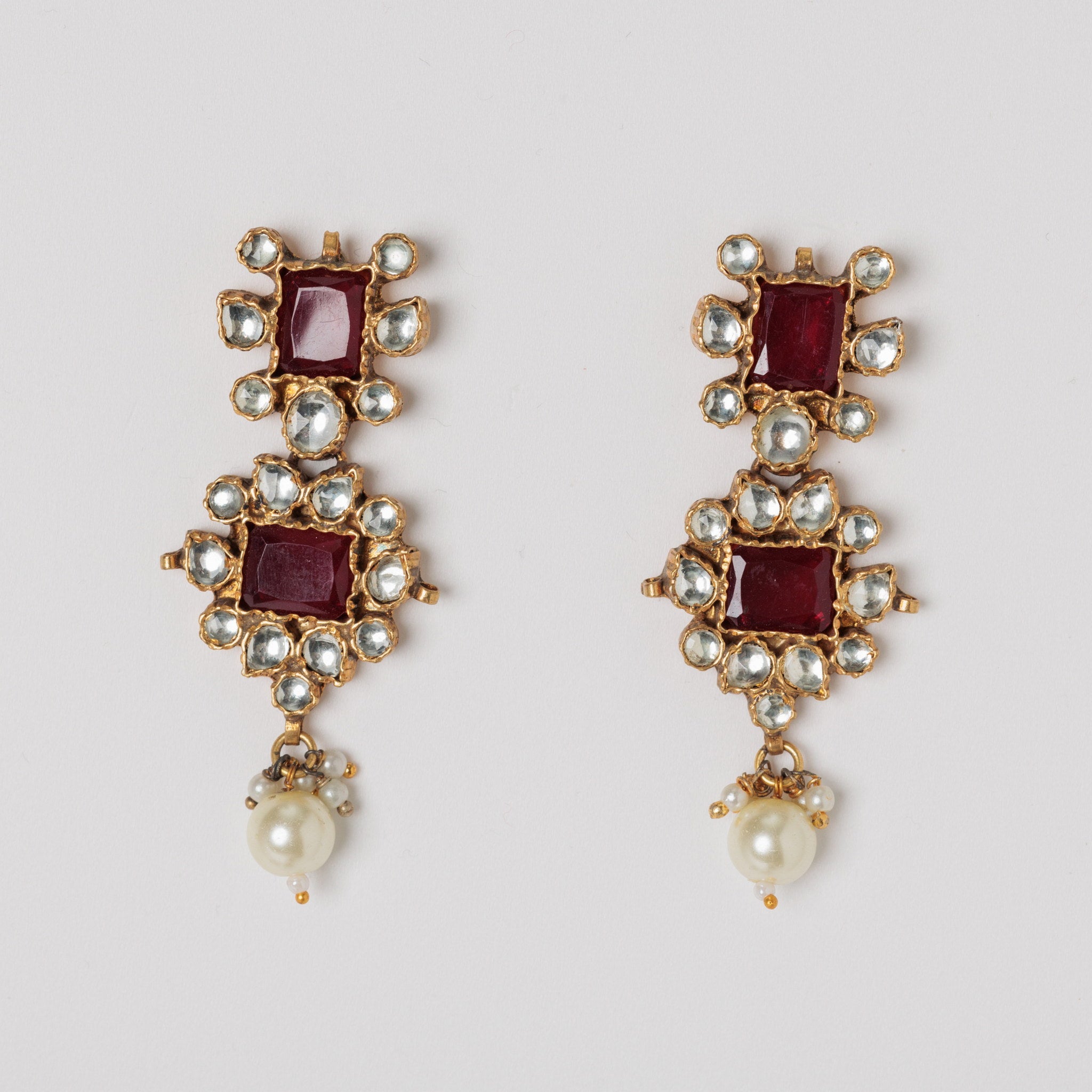 Cercei  Eleganti Cu Rubin sintetic, Zirconiu si Perle
