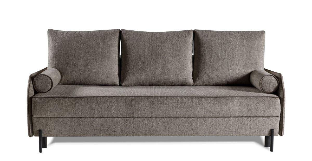 URBAN NEST Canapea extensibila gri din textil cu 3 locuri