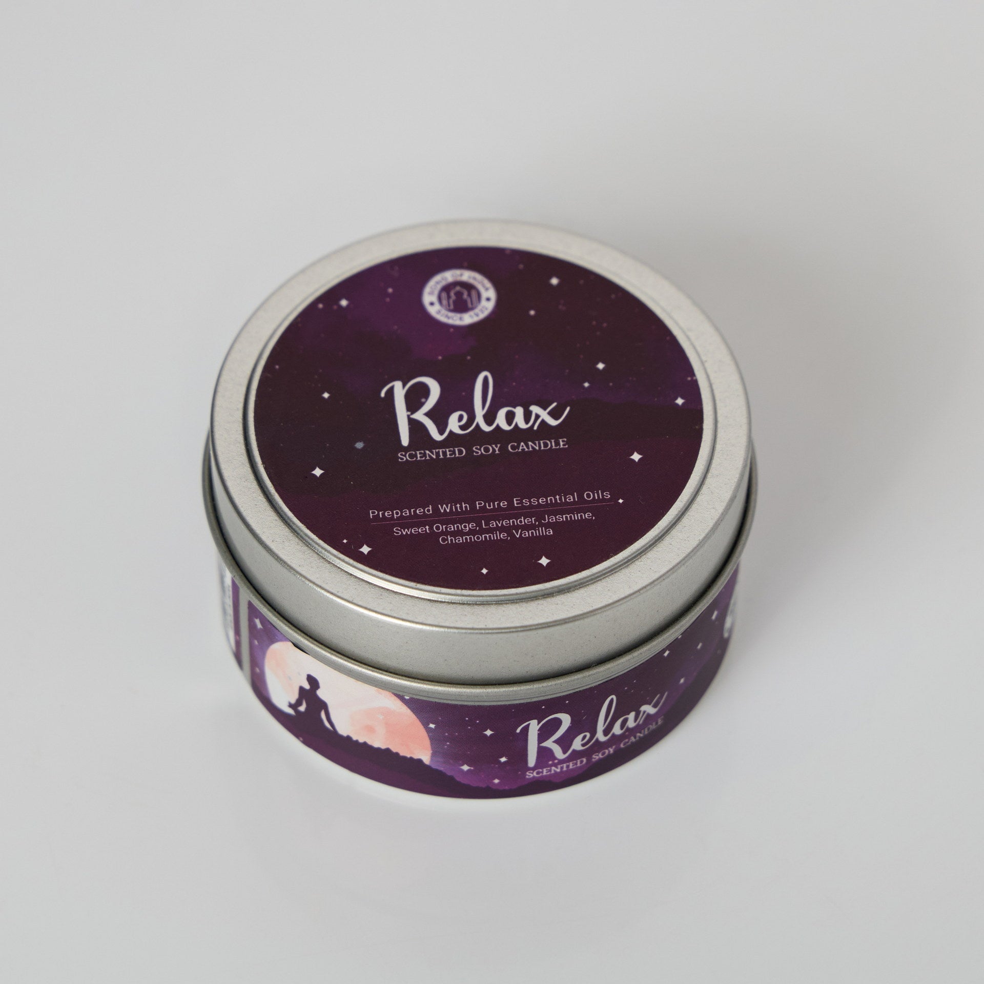 Lumanare de ceara de soia Sleep & Relax – lumanare naturala in recipient de metal