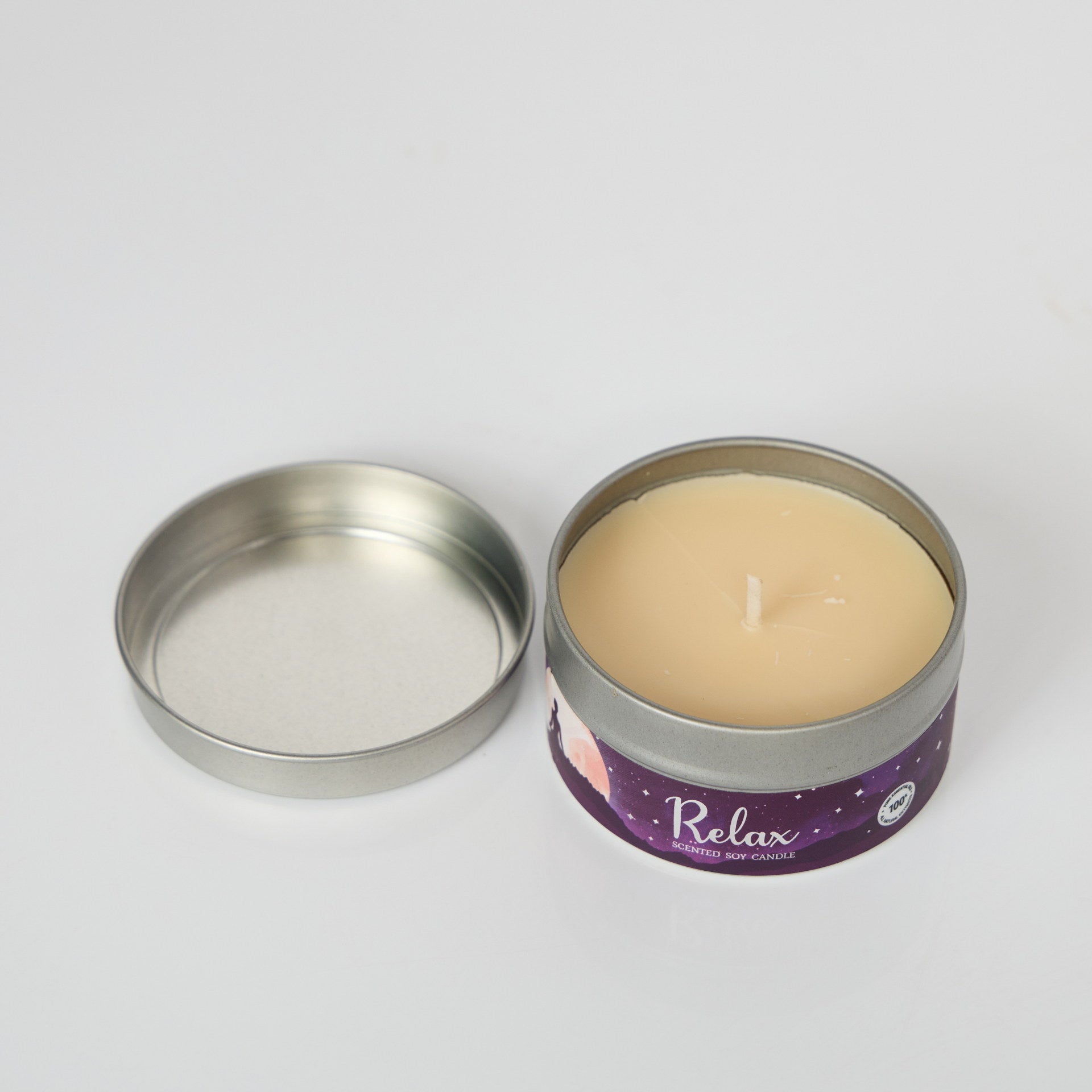 Lumanare de ceara de soia Sleep & Relax – lumanare naturala in recipient de metal