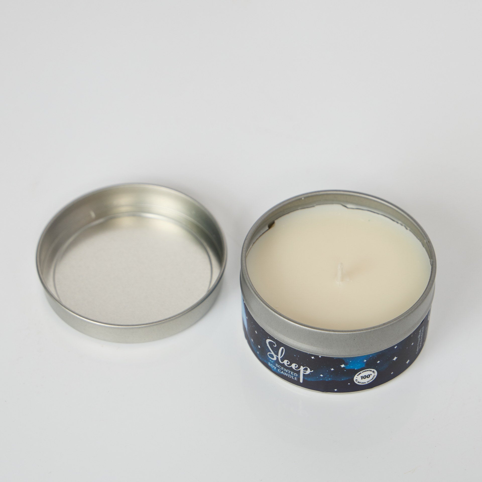 Lumanare de ceara de soia Sleep & Relax – lumanare naturala in recipient de metal