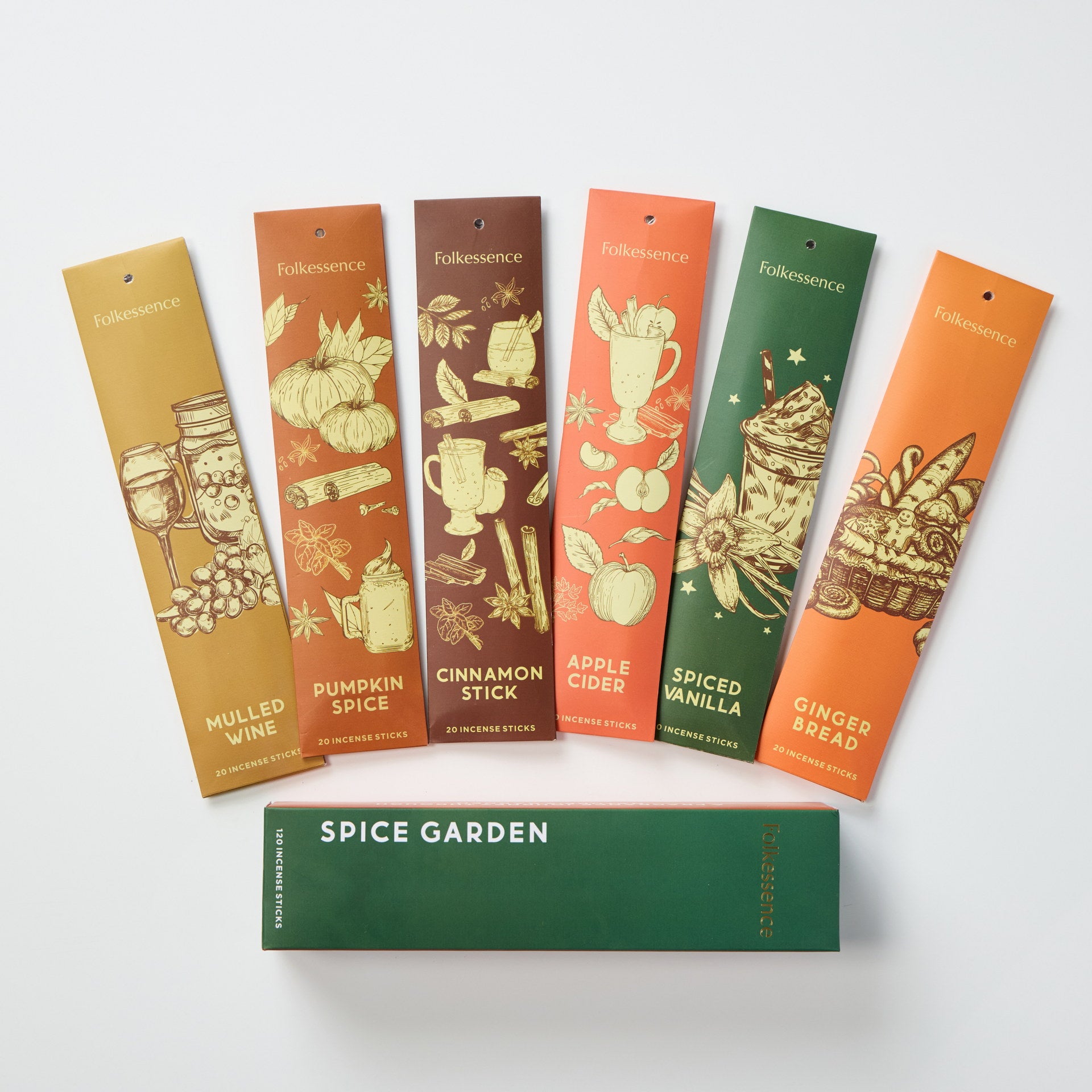 Betisoare Parfumate Folkessence Spice Garden – set 6 pachete esente naturale handmade in India