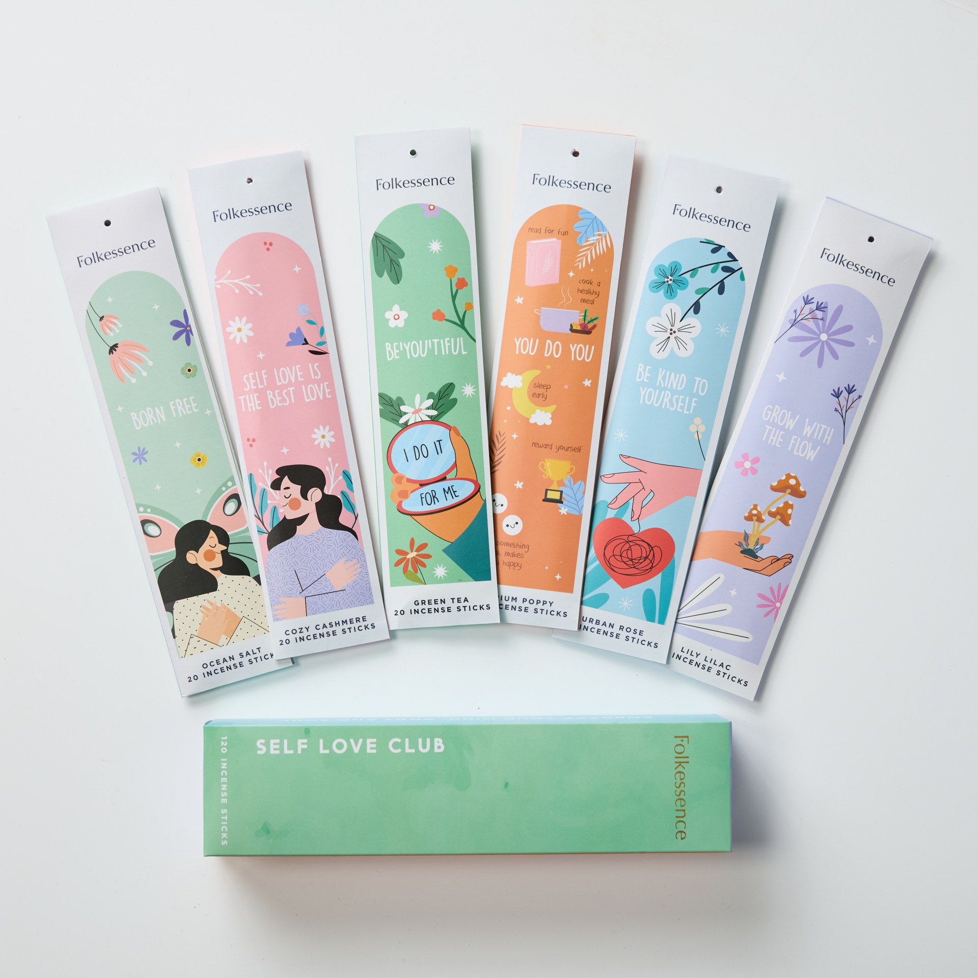 Betisoare Parfumate Folkessence Self Love Club – set 6 pachete esente naturale