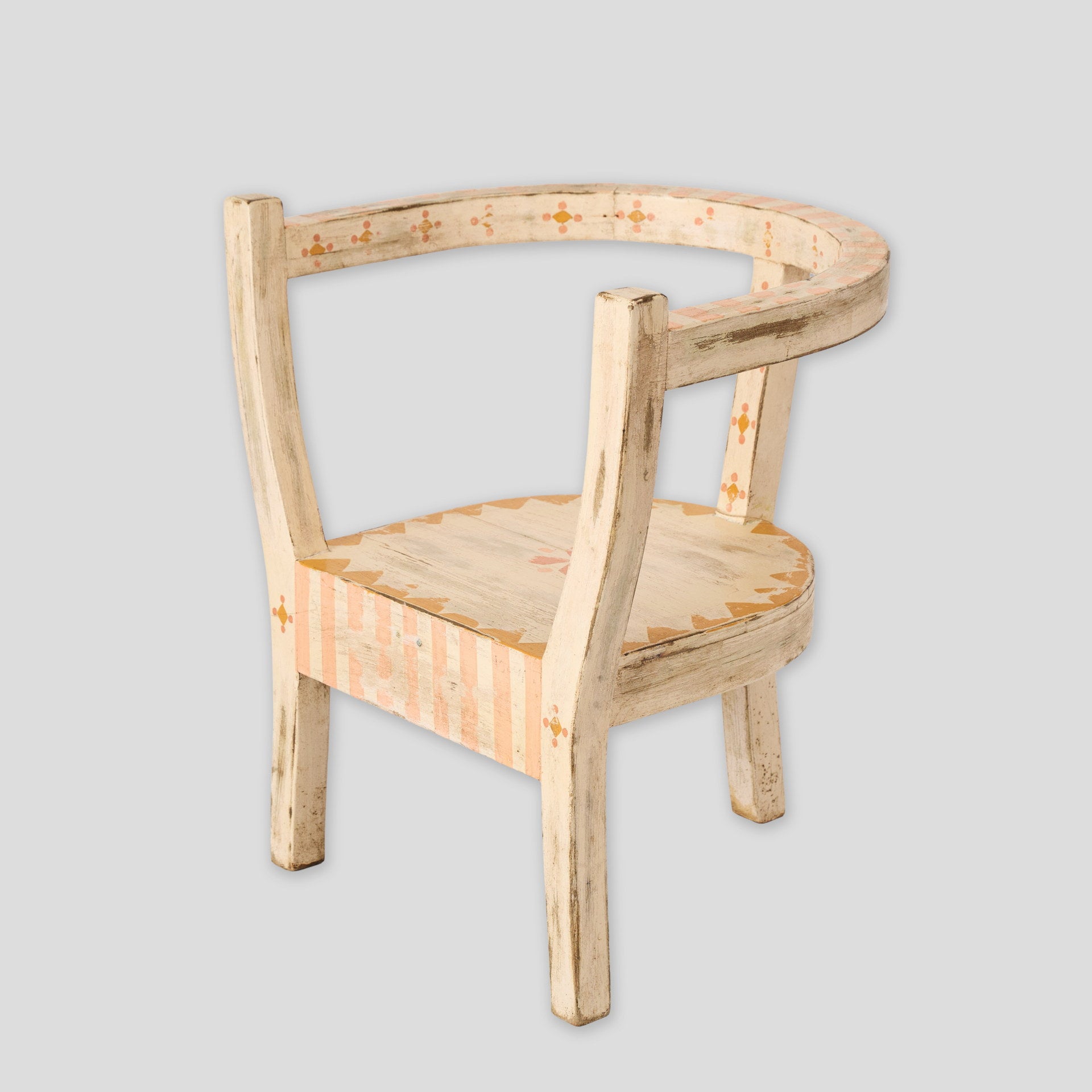 Scaun cu 3 picioare din lemn de mango – scaun vintage decorativ