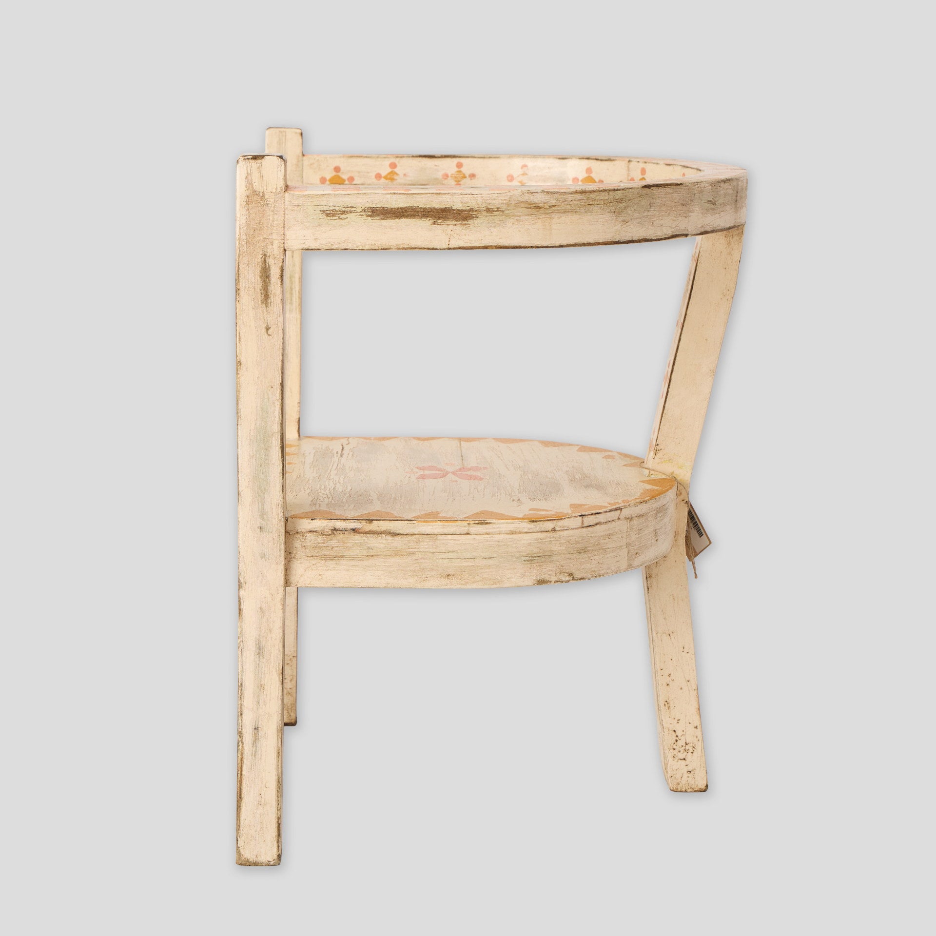 Scaun cu 3 picioare din lemn de mango – scaun vintage decorativ