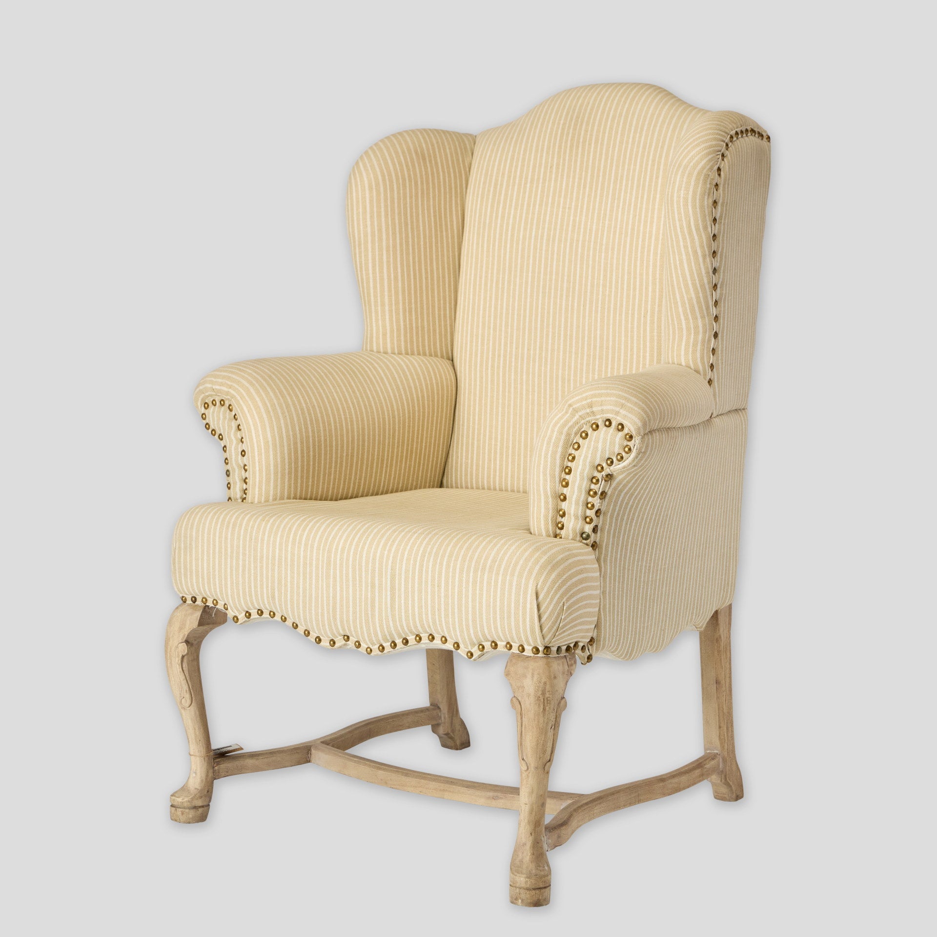 Fotoliu tapitat din material textil si lemn de mango – fotoliu vintage pentru living