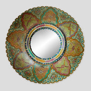 Oglinda indiana rotunda cu rama pictata din lemn de mango – decor oriental