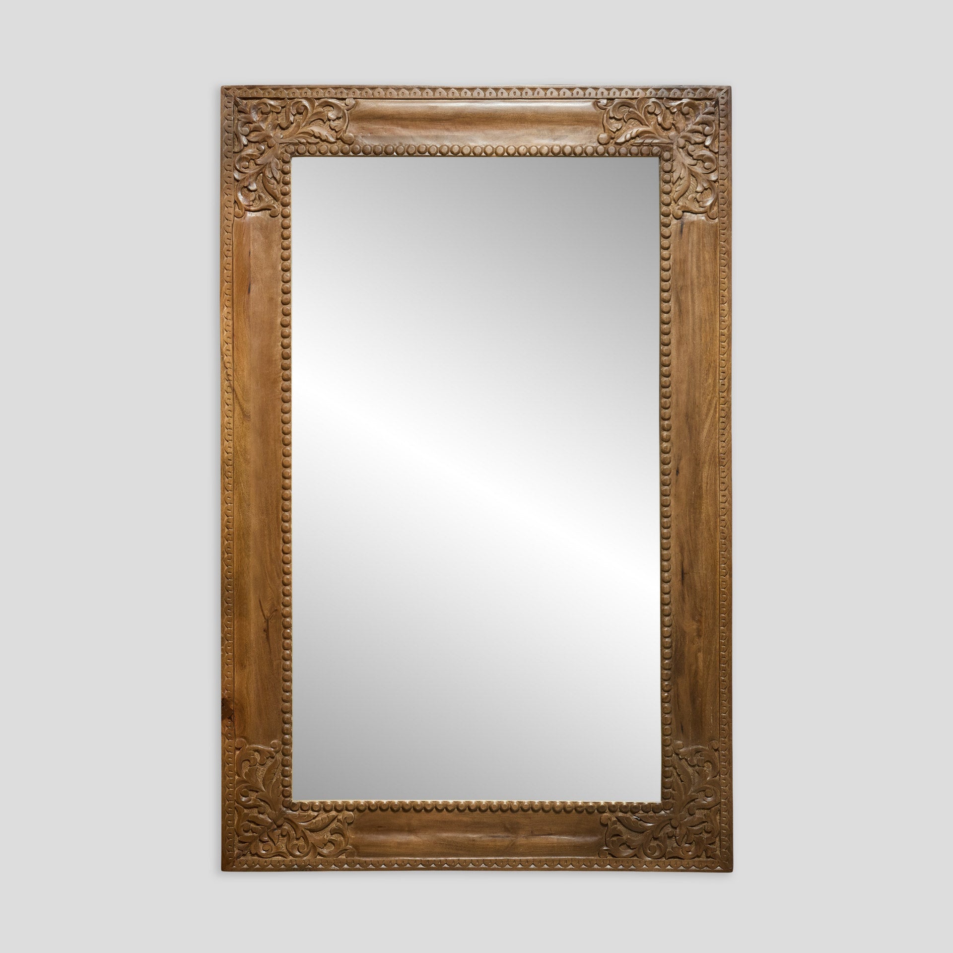 Oglinda decorativa din lemn de tec sculptat manual