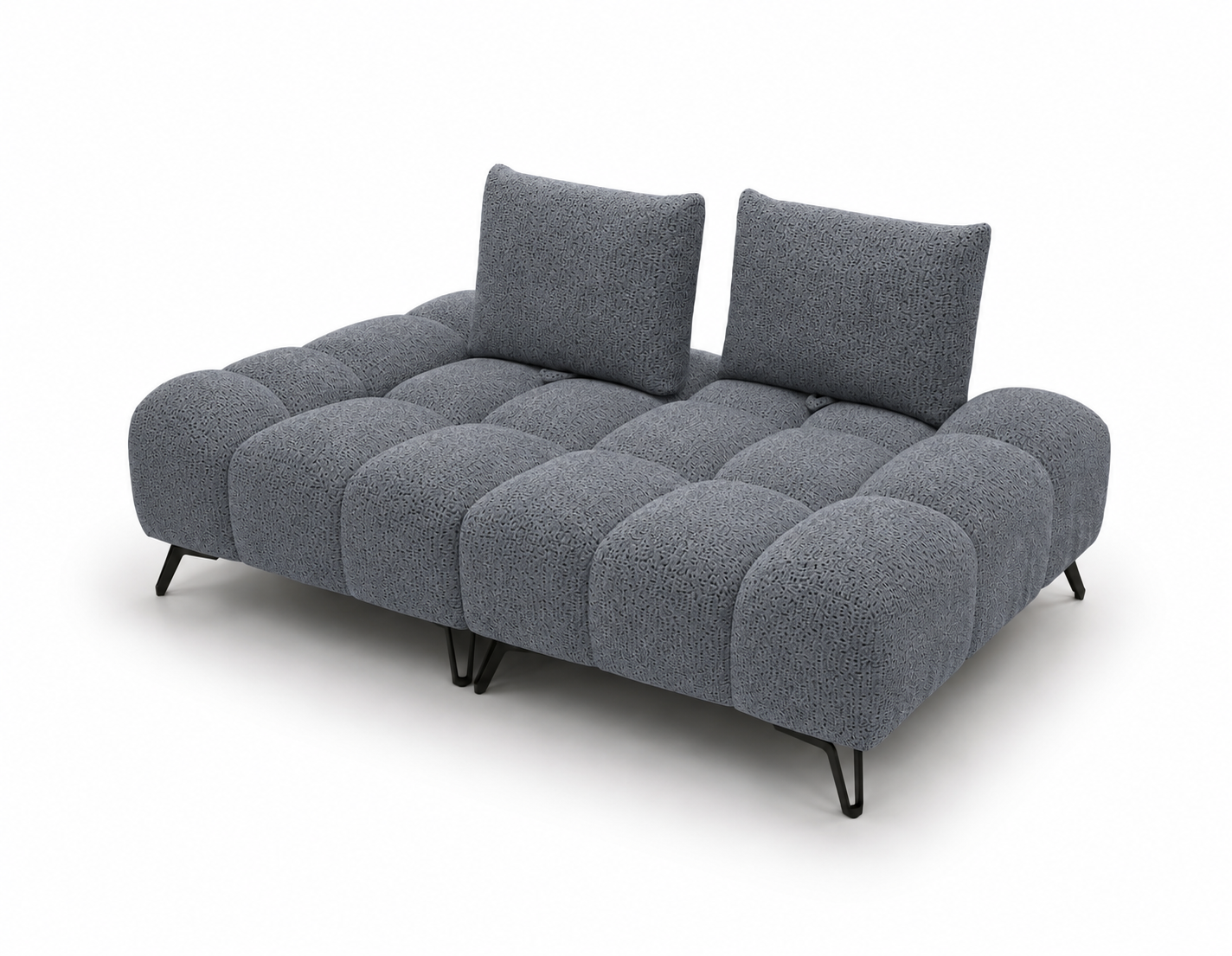 BELLORA Canapea premium din textil albastru pudrat cu spatar reglabil