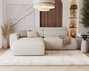 SOLARA Coltar extensibil din textil crem cu 3 locuri pentru confort și eleganta