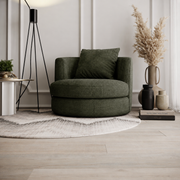 BELLAGIO Fotoliu rotativ verde din textil cu design modern