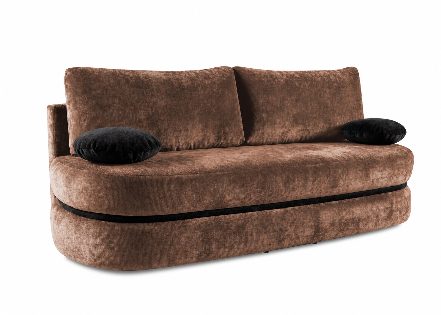 AURA Canapea extensibila din textil maro cu lada depozitare