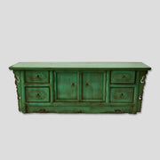 Comoda Verde din Lemn Sculptat