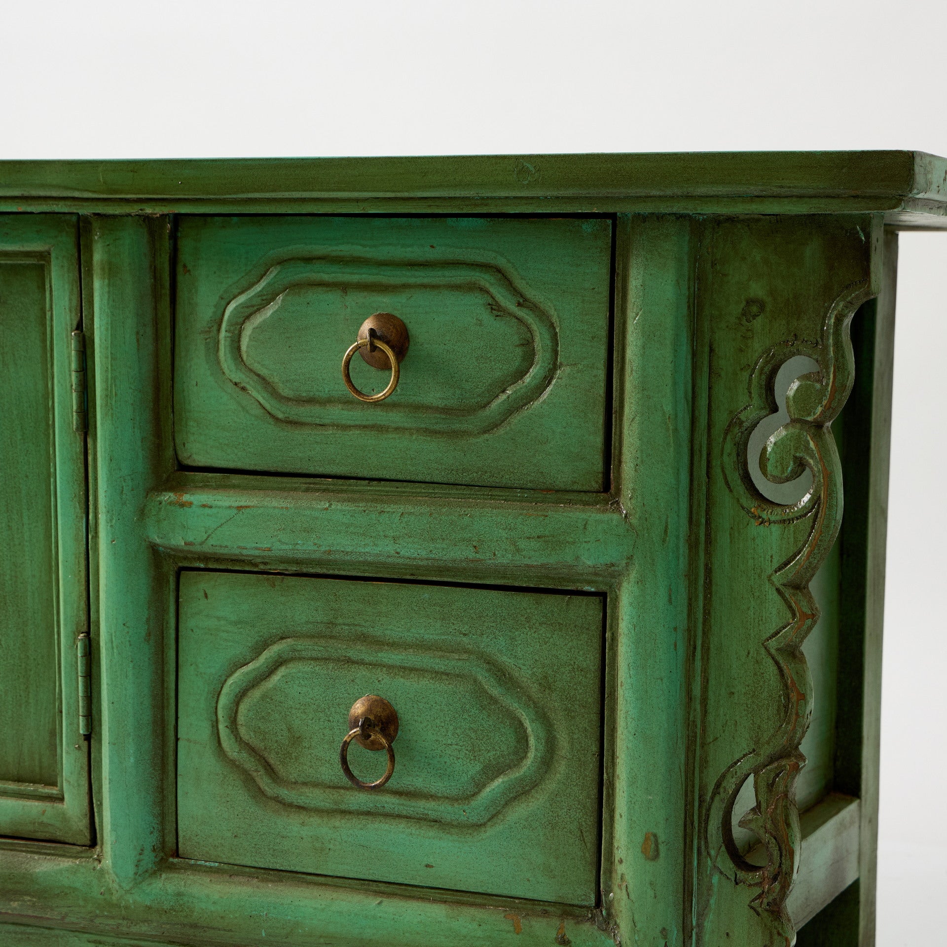 Comoda Verde din Lemn Sculptat