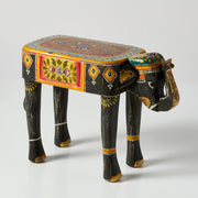 Taburet Pictat cu Elefant Decorativ