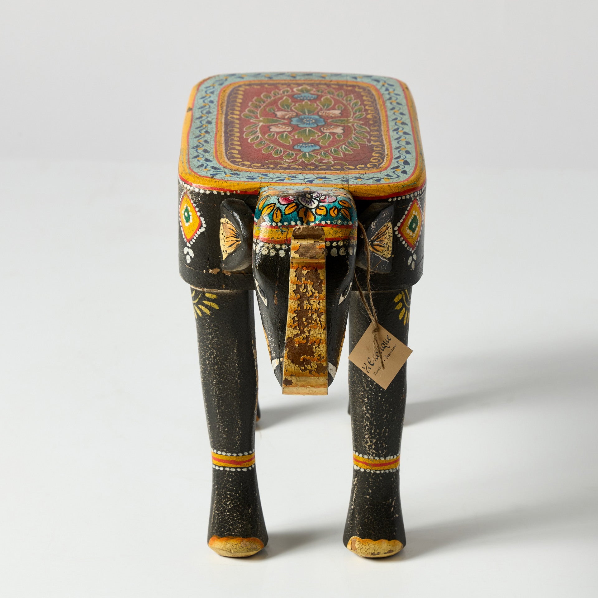 Taburet Pictat cu Elefant Decorativ