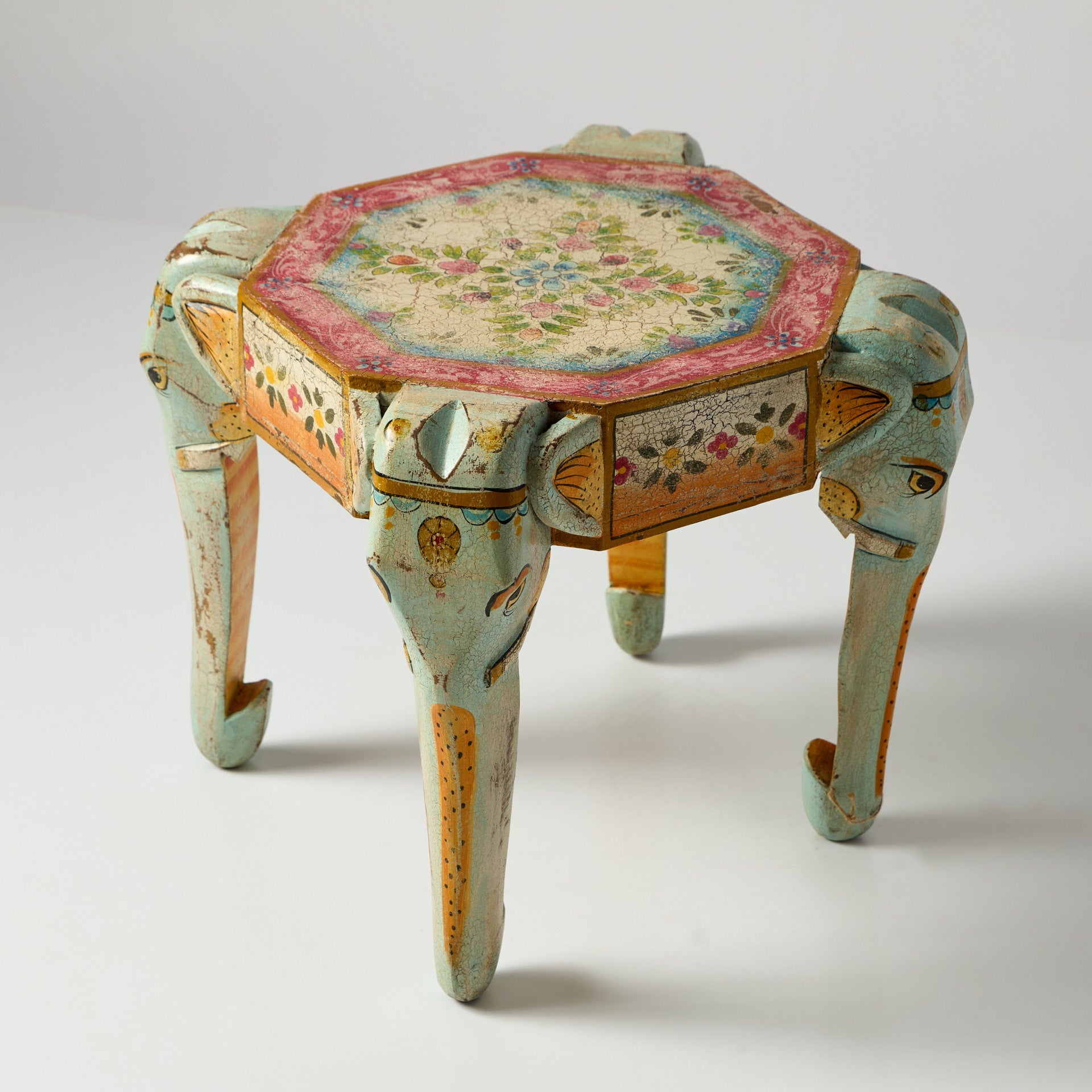 Scaun Decorativ Pictat cu Motiv Elefant