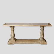 Consola de lemn de mango cu picioare tip coloana - hol/living