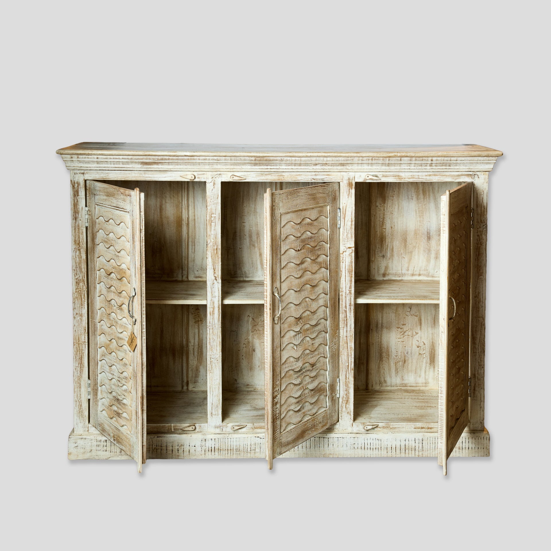 Comoda din lemn de mango cu usi sculptate - pentru living