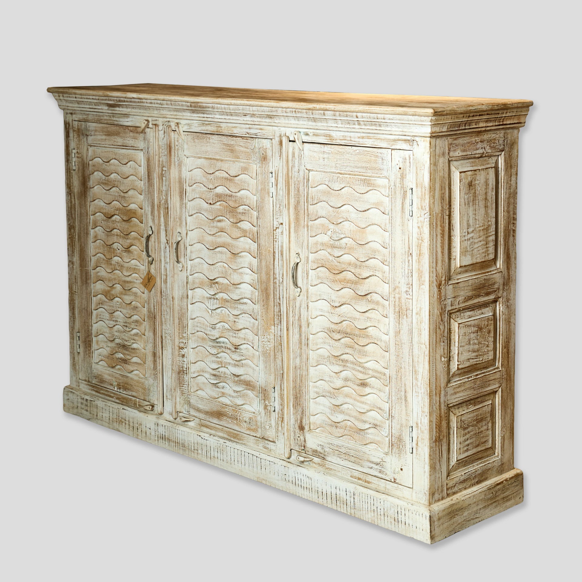 Comoda din lemn de mango cu usi sculptate - pentru living