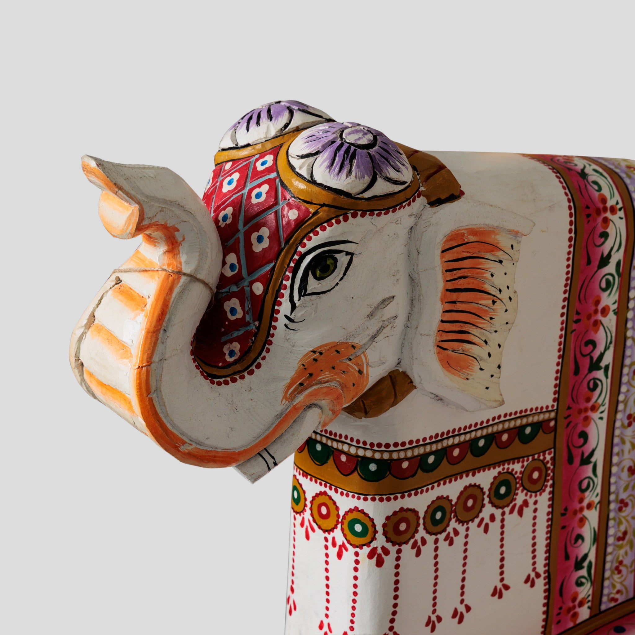 Banca Elefant din Lemn Pictat