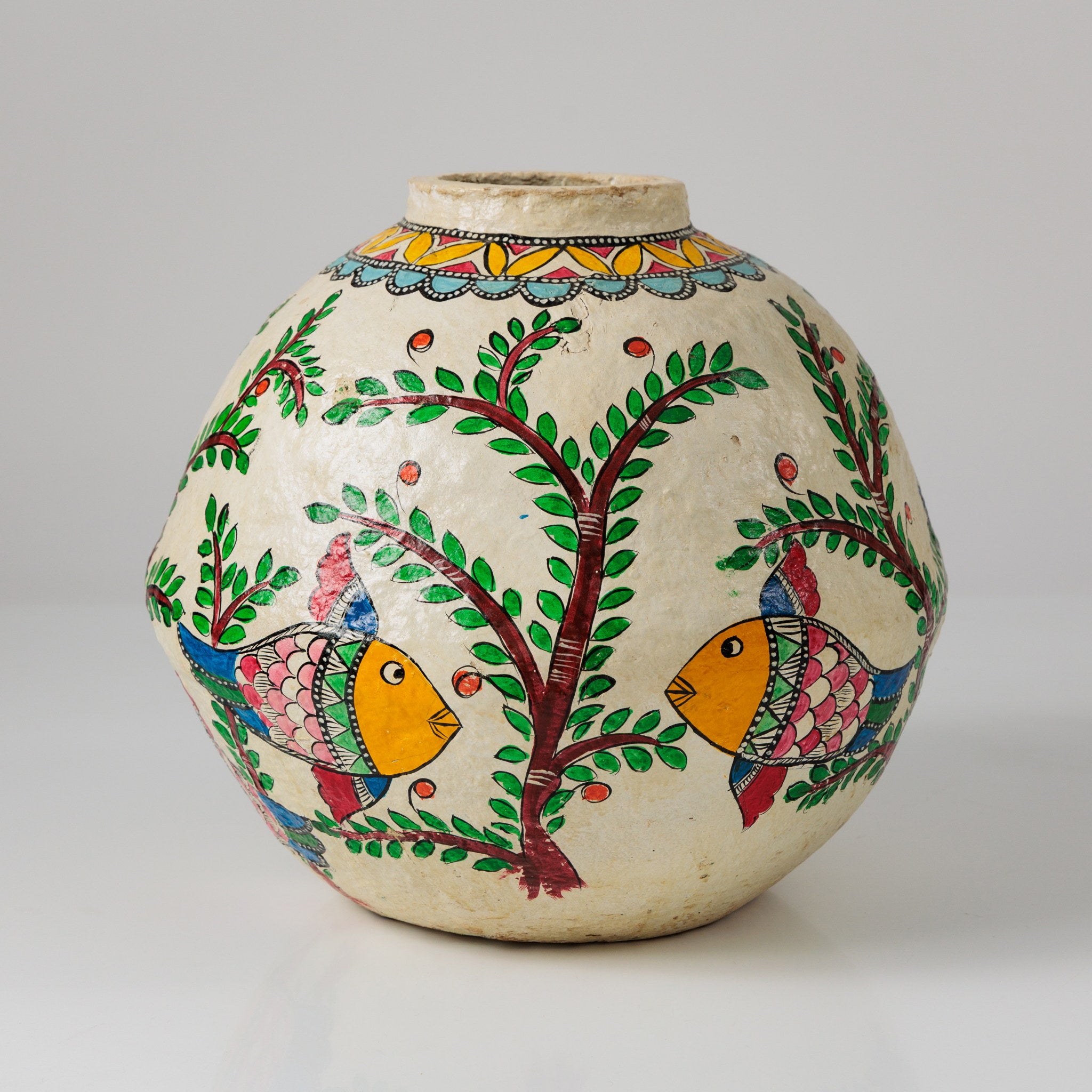 Vas Decorativ din Papier - Mache Pictat