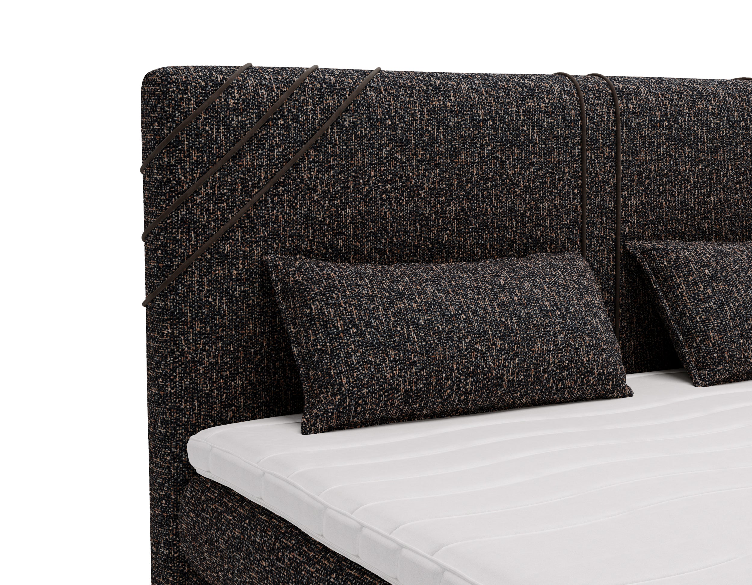 BERLIN Pat premium tapitat gri antracit cu lada de depozitare saltea si topper incluse