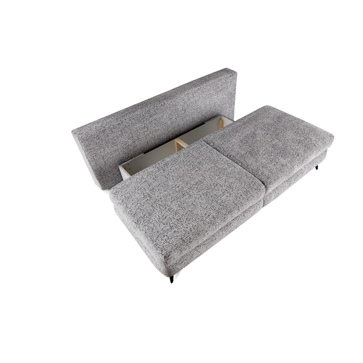 MODULAR HARMONY Canapea extensibila din textil gri cu lada depozitare