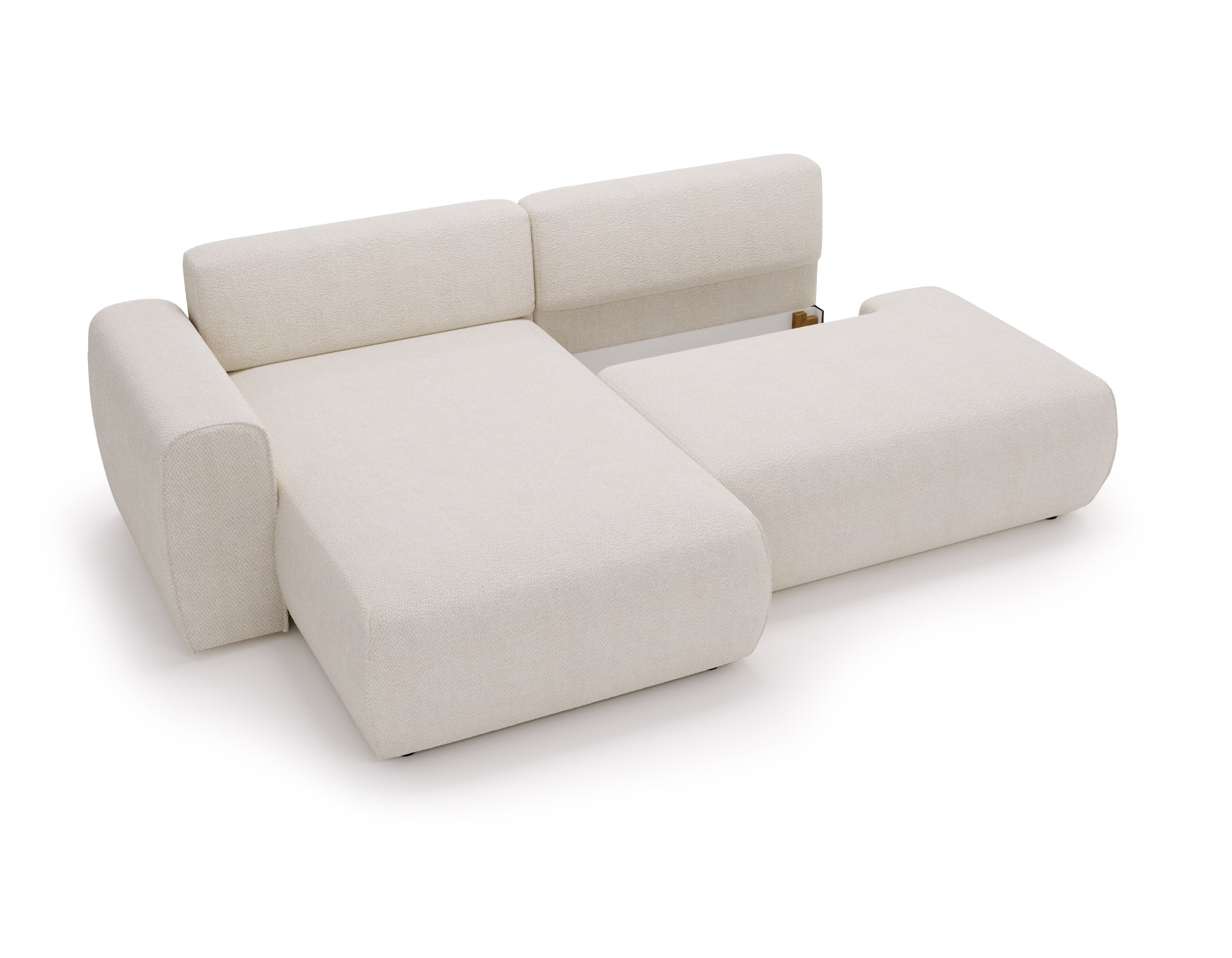 SOLARA Coltar extensibil din textil crem cu 3 locuri pentru confort și eleganta