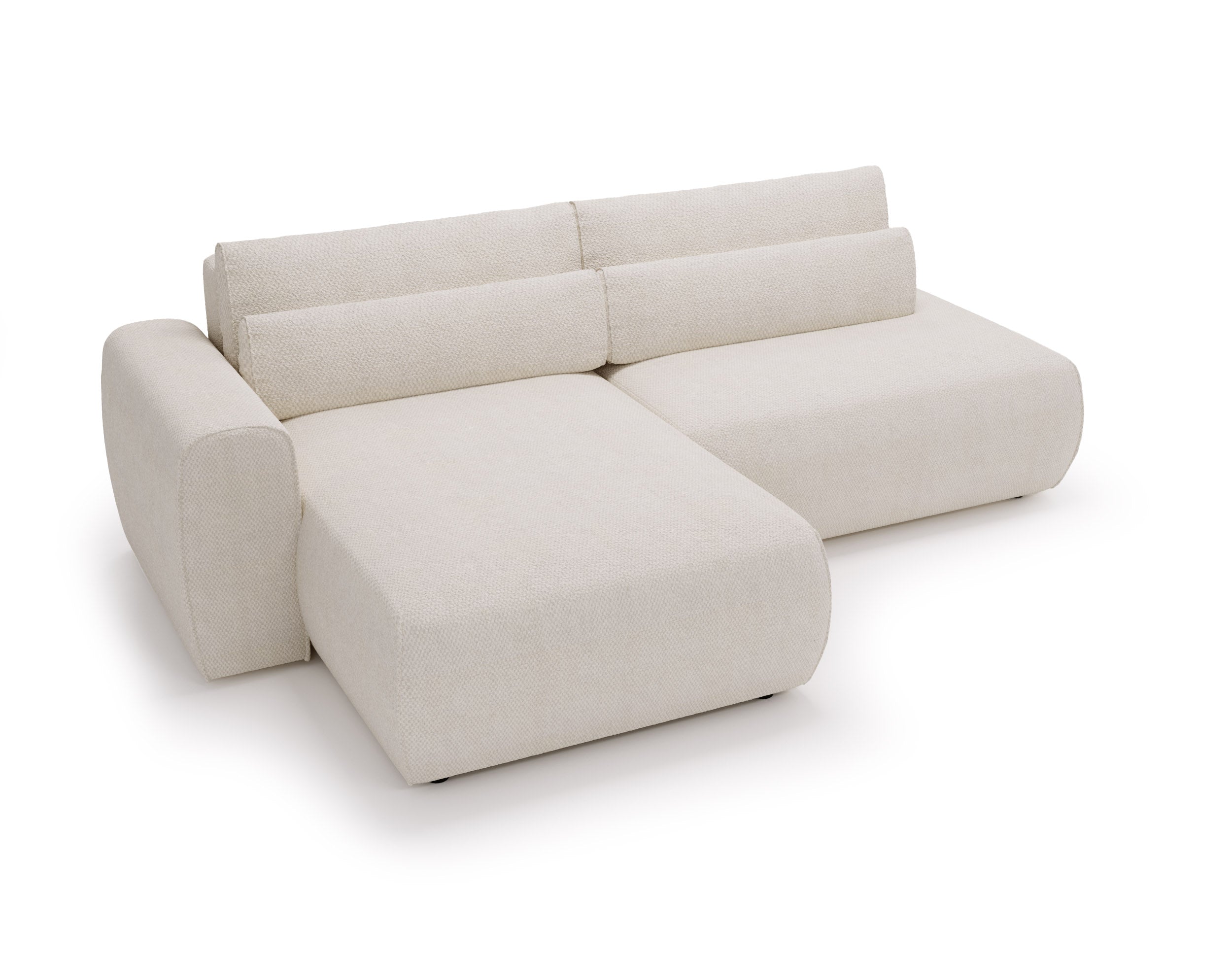 SOLARA Coltar extensibil din textil crem cu 3 locuri pentru confort și eleganta