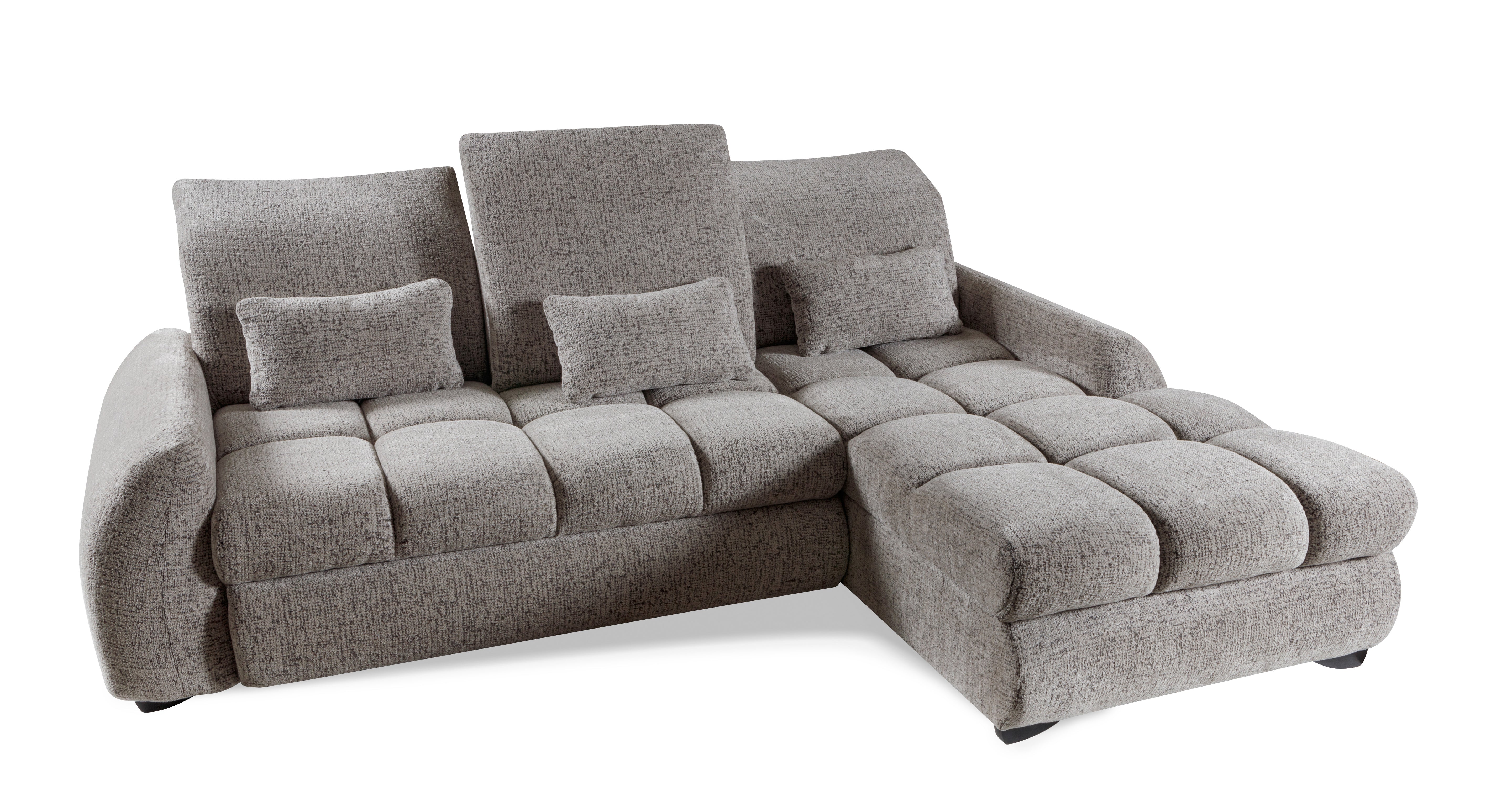 ELITE RELAX  Canapea extensibila din textil gri cu lada depozitare si spatar reglabil