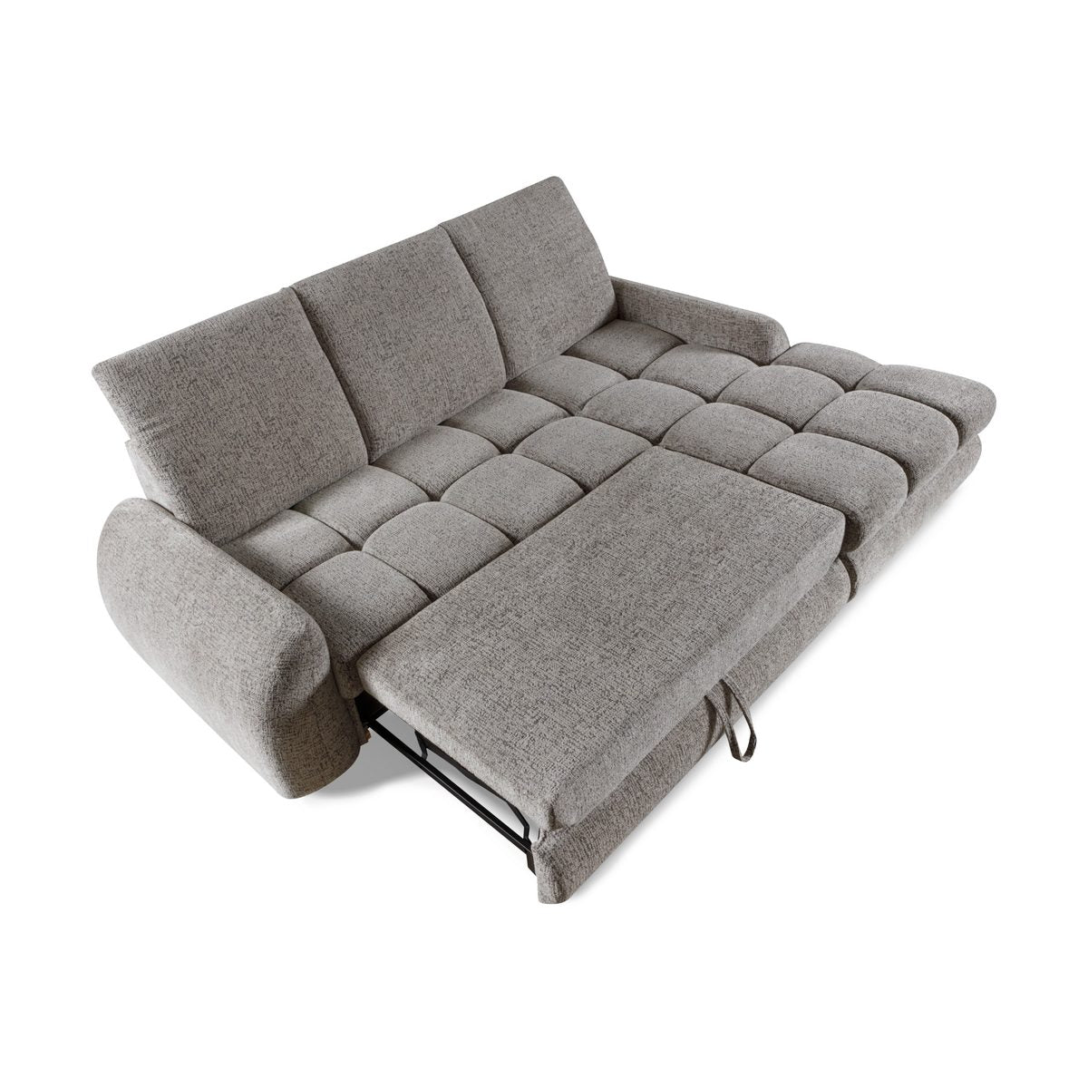 ELITE RELAX  Canapea extensibila din textil gri cu lada depozitare si spatar reglabil