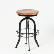 Scaun de bar reglabil din lemn de mango si metal - stil industrial