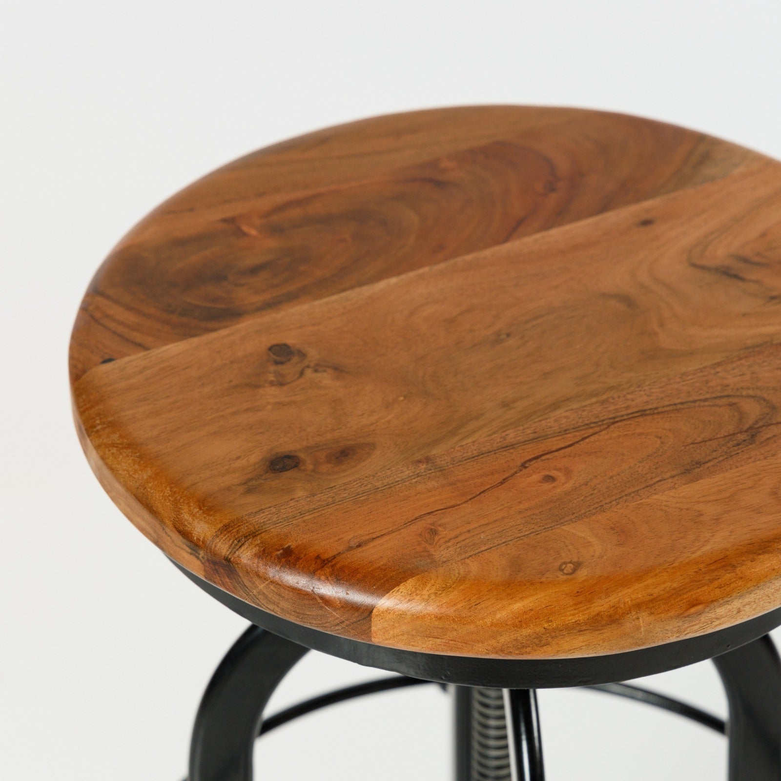 Scaun de bar reglabil din lemn de mango si metal - stil industrial