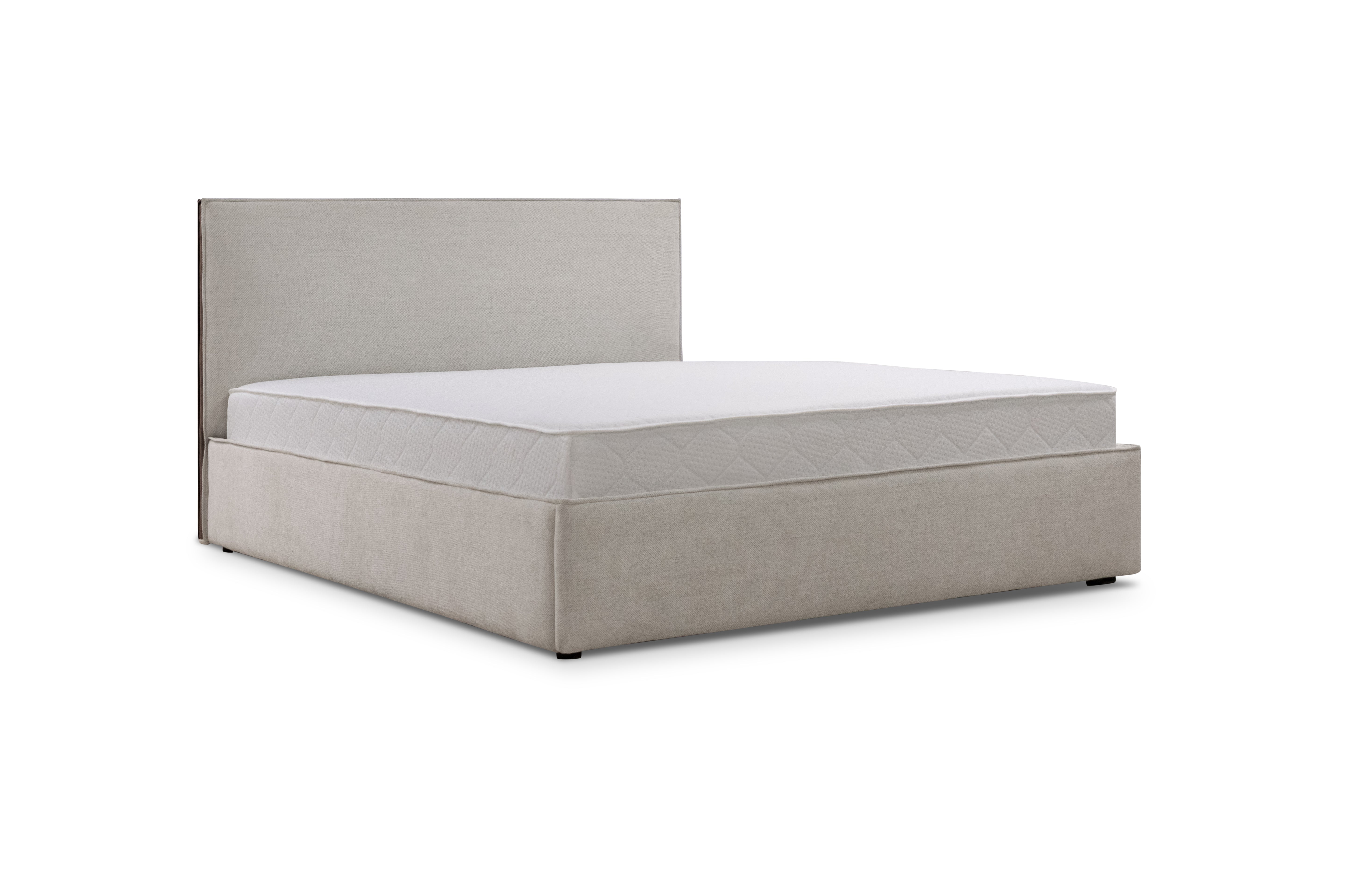 MONACO DELUXE Pat matrimonial boxspring tapitat bej cu lada depozitare