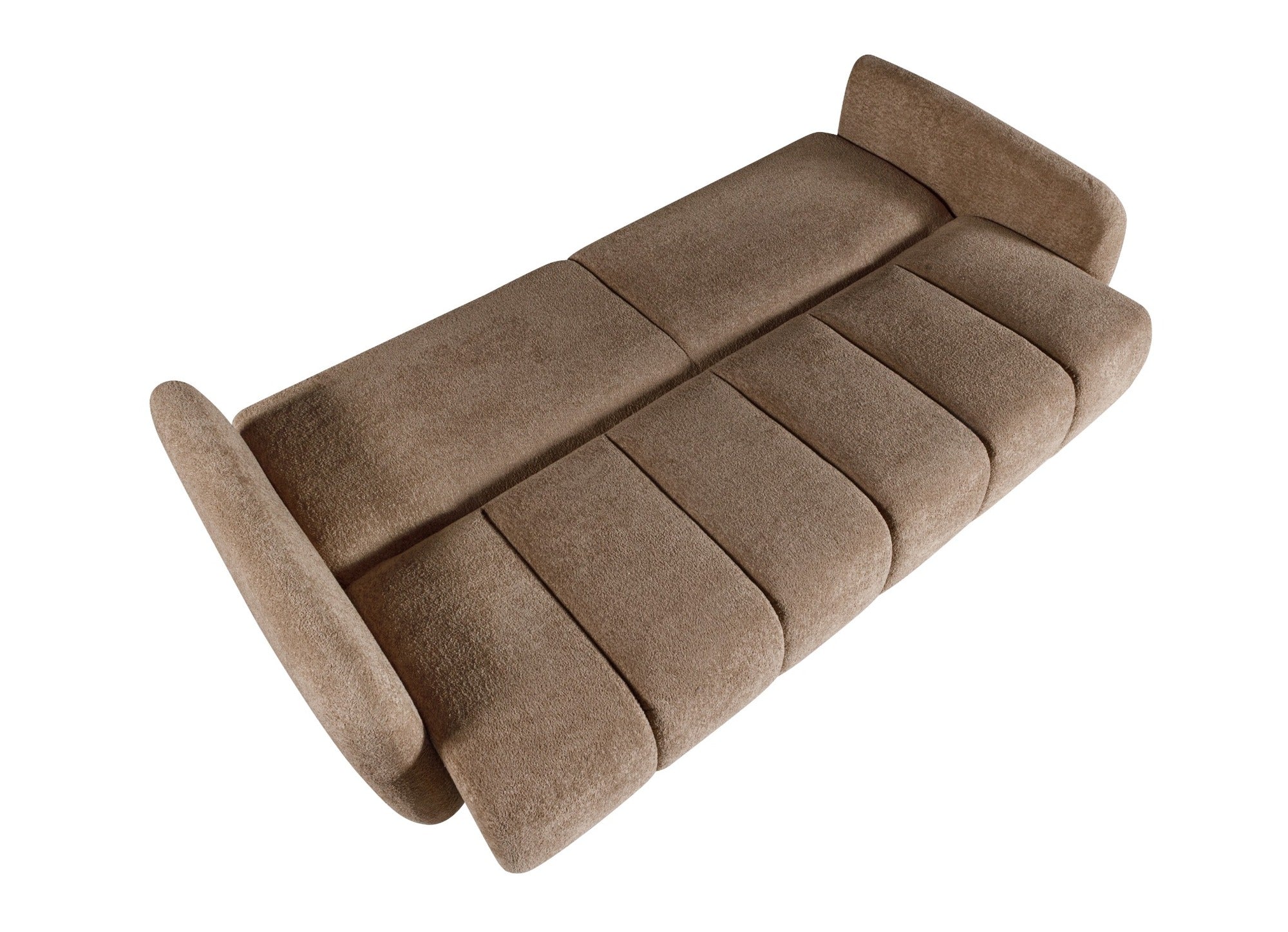 LINEA CONFORT  Canapea extensibila din textil maro cu lada de depozitare